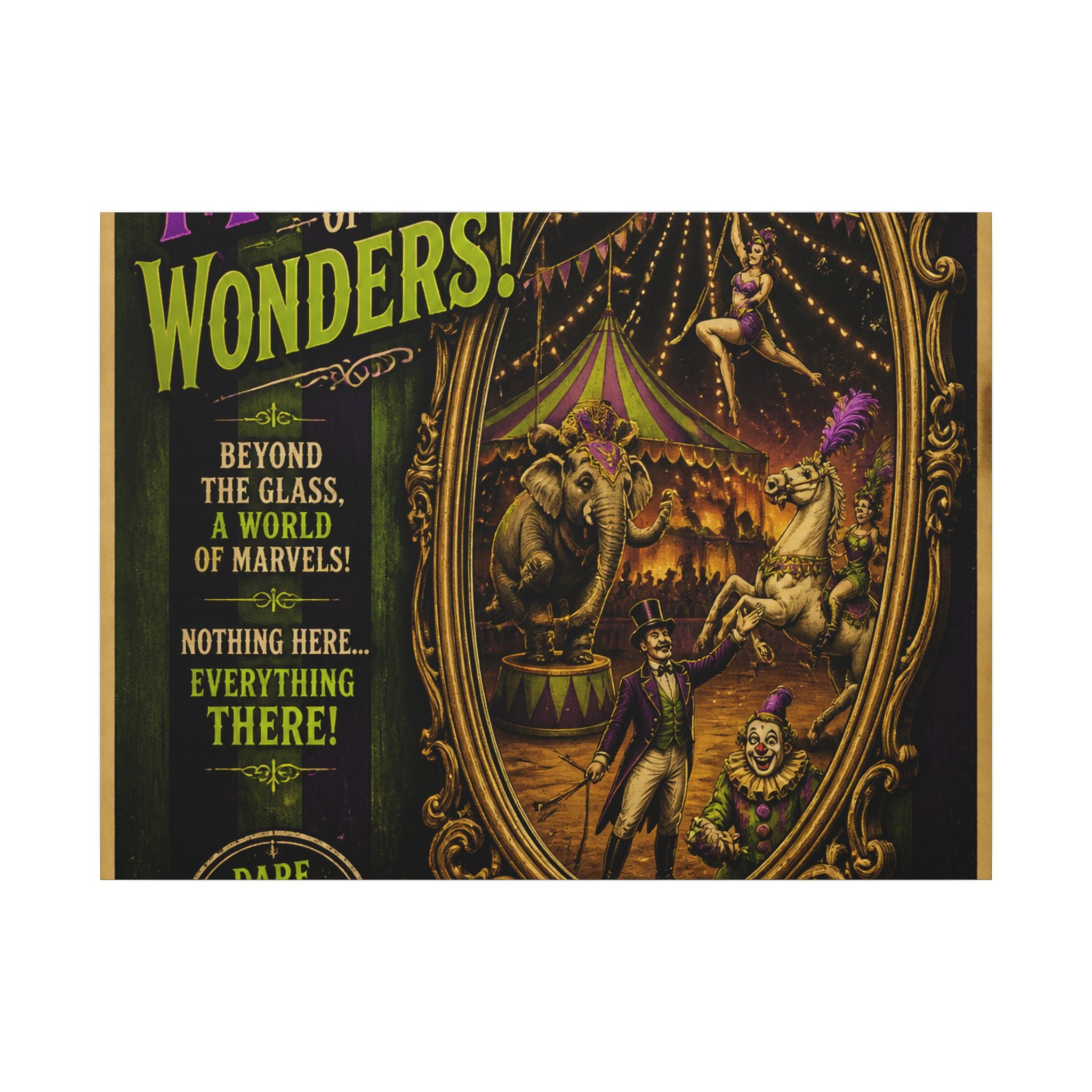 Vintage Mirror Circus Wall Art Canvas 24×36 Vintage Circus Bedroom Decor Maximalist Print