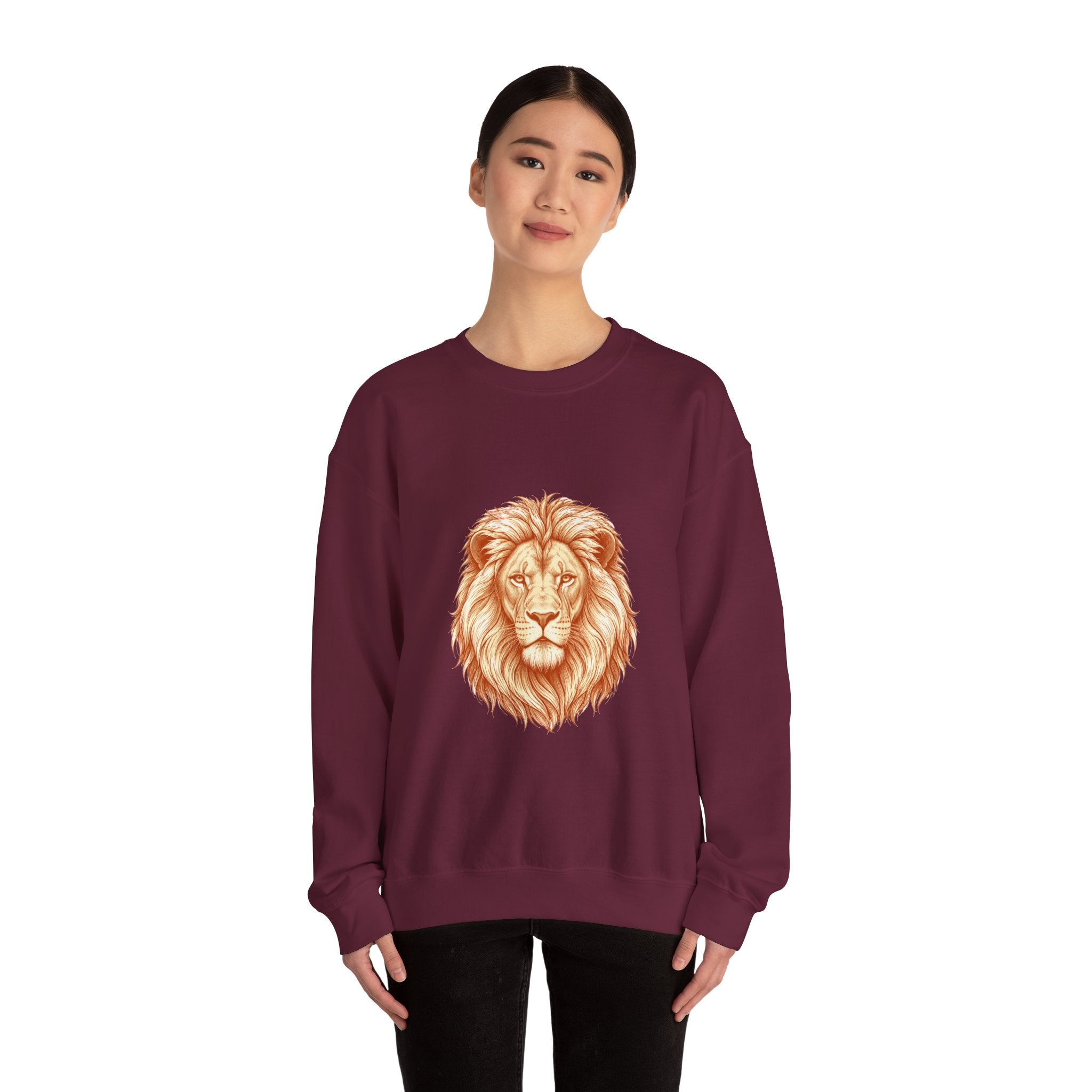 Matching Couple Sweatshirt - Lion & Lamb Matching Couple Comfort Colors Crew Hand-Drawn Art His Hers Anniversary Gift - Design A