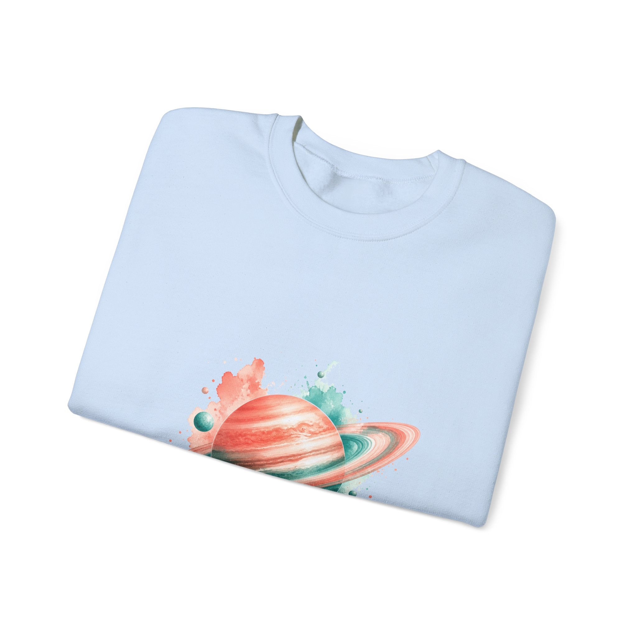 Matching Couple Sweatshirt - Saturn & Jupiter Matching Couple Premium Fleece Sweatshirt Watercolor Art His Hers Birthday Gift - Design A