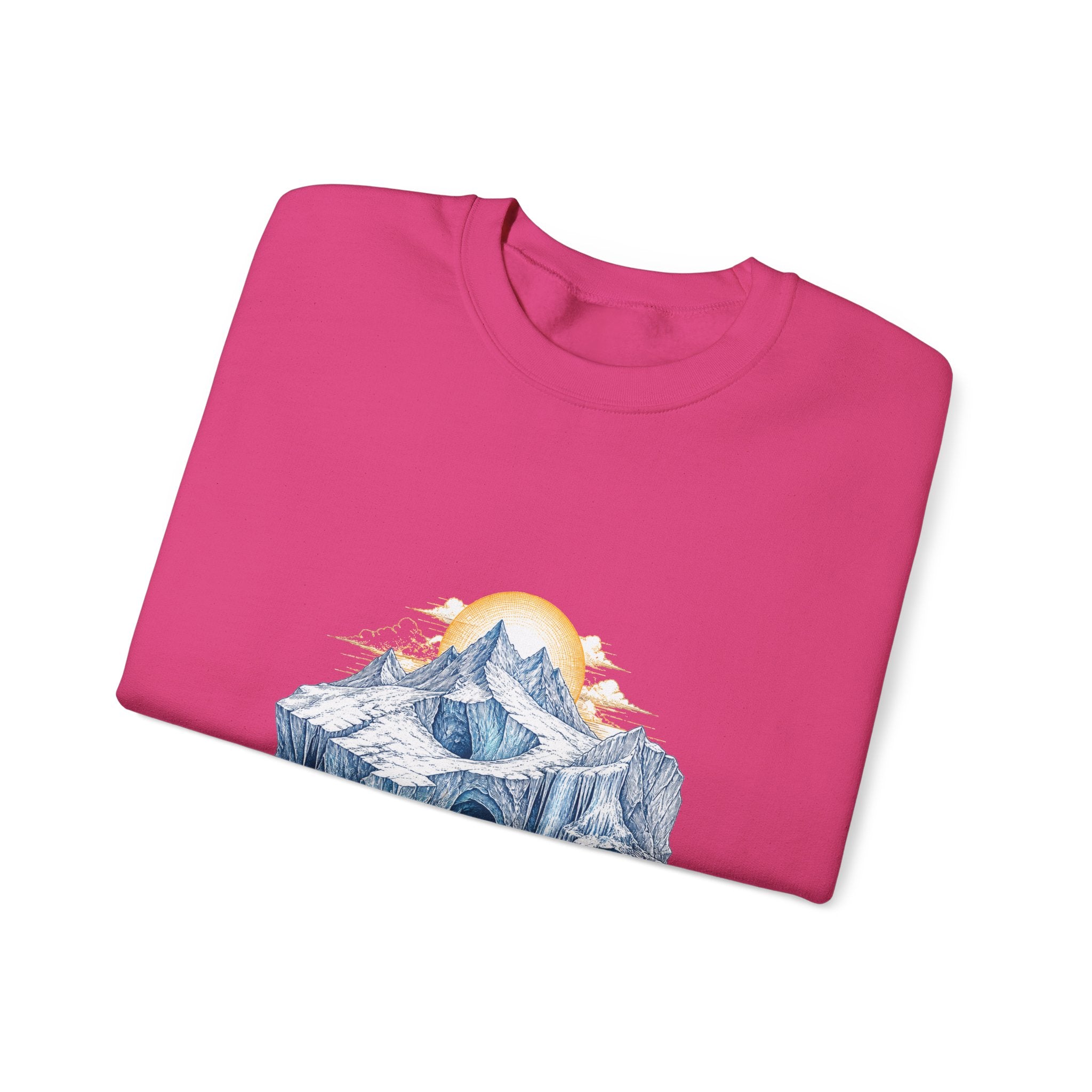 Matching Couple Sweatshirt - Volcano & Glacier Matching Couple Crewneck Sweatshirt Hand-Drawn Art His Hers Best Friend Gift - Design B