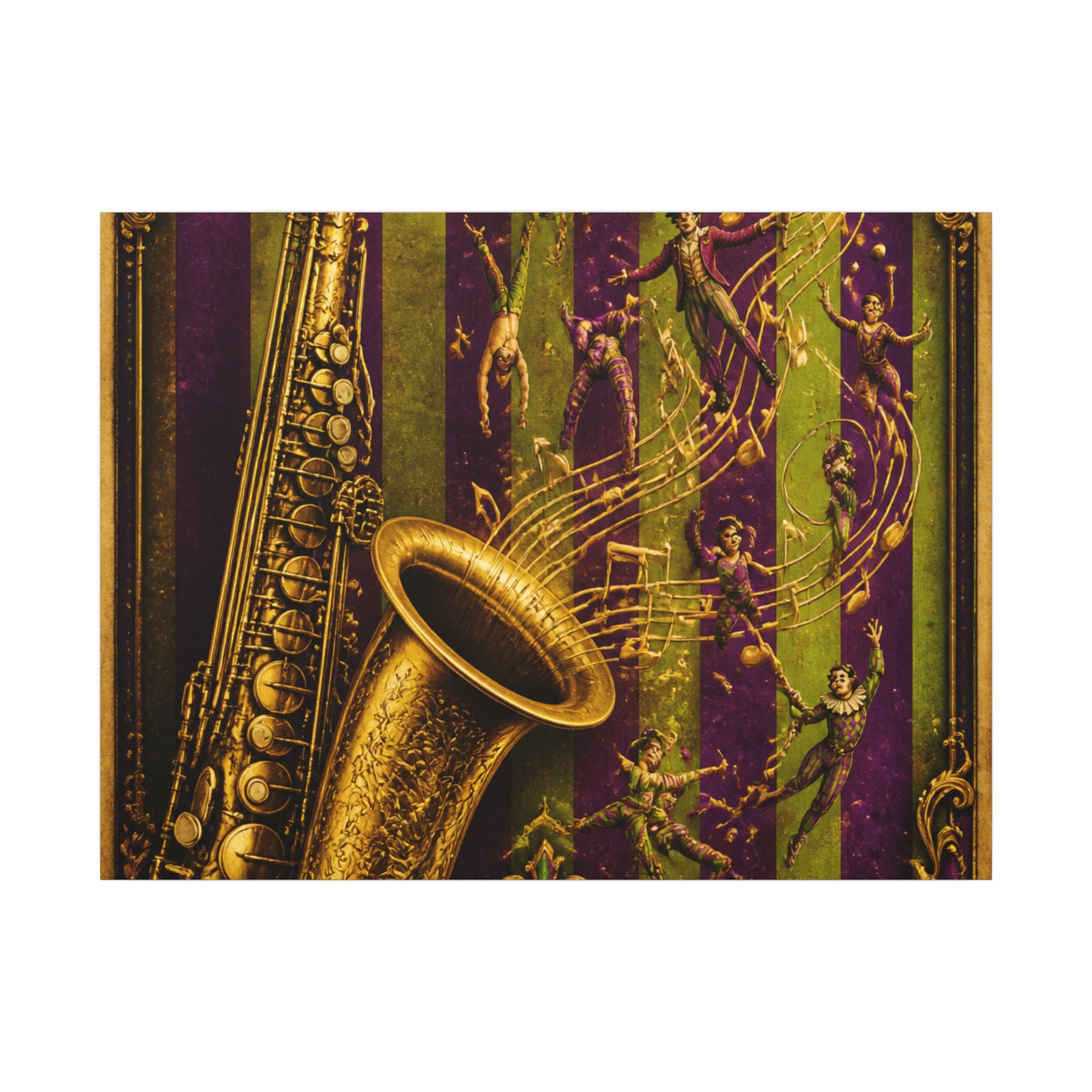 Saxophone Music Circus Wall Art Canvas 24×36 Baroque Studio Decor Maximalist Print