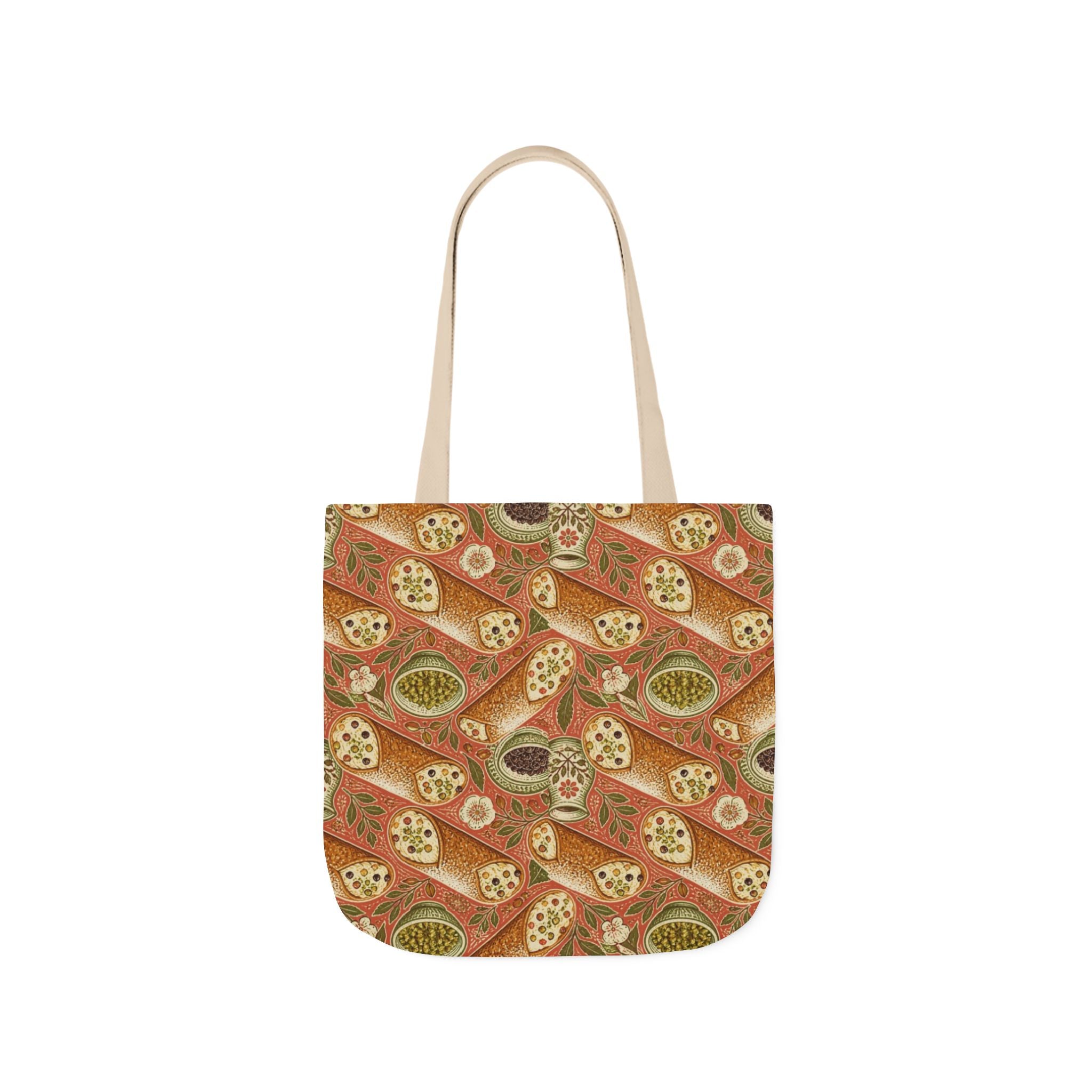 Sicilian Cannoli Canvas Tote Bag Mediterranean Kitchen Linocut Design Italian Cottagecore Gift