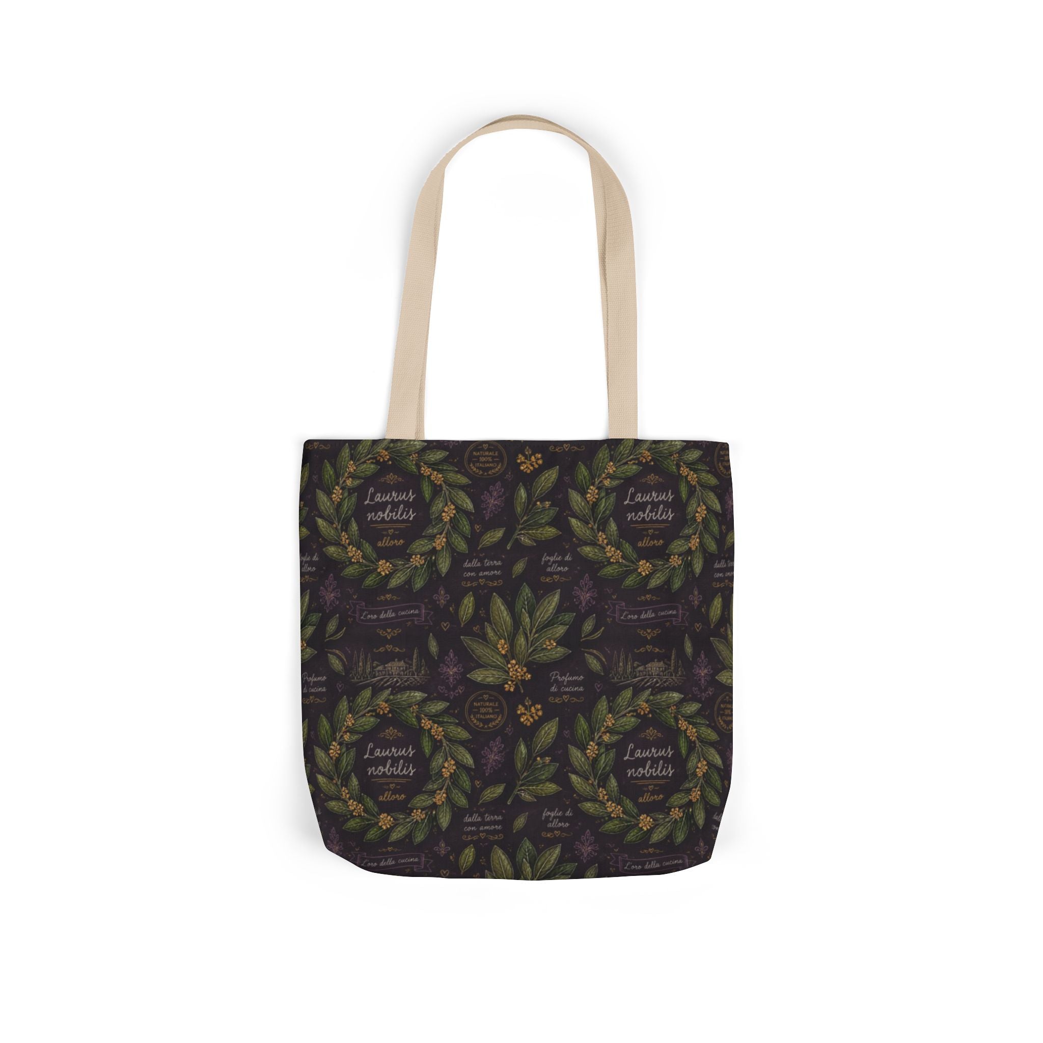 Bay Laurel Wreath Canvas Tote Bag Mediterranean Kitchen Chalk Art Design Italian Cottagecore Gift