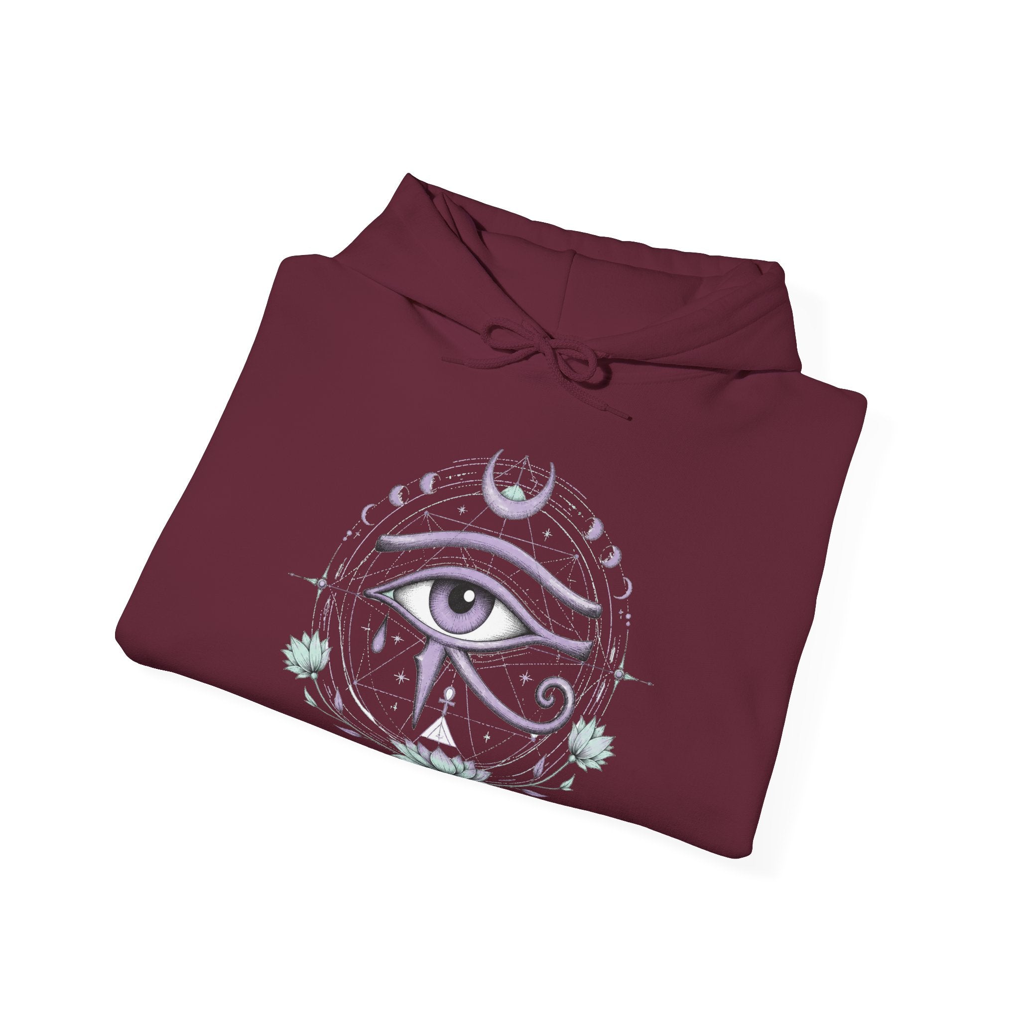 Matching Couple Sweatshirt - Eye of Ra & Horus Matching Couple Hooded Sweatshirt Hand-Drawn Art His Hers Best Friend Gift - Design B