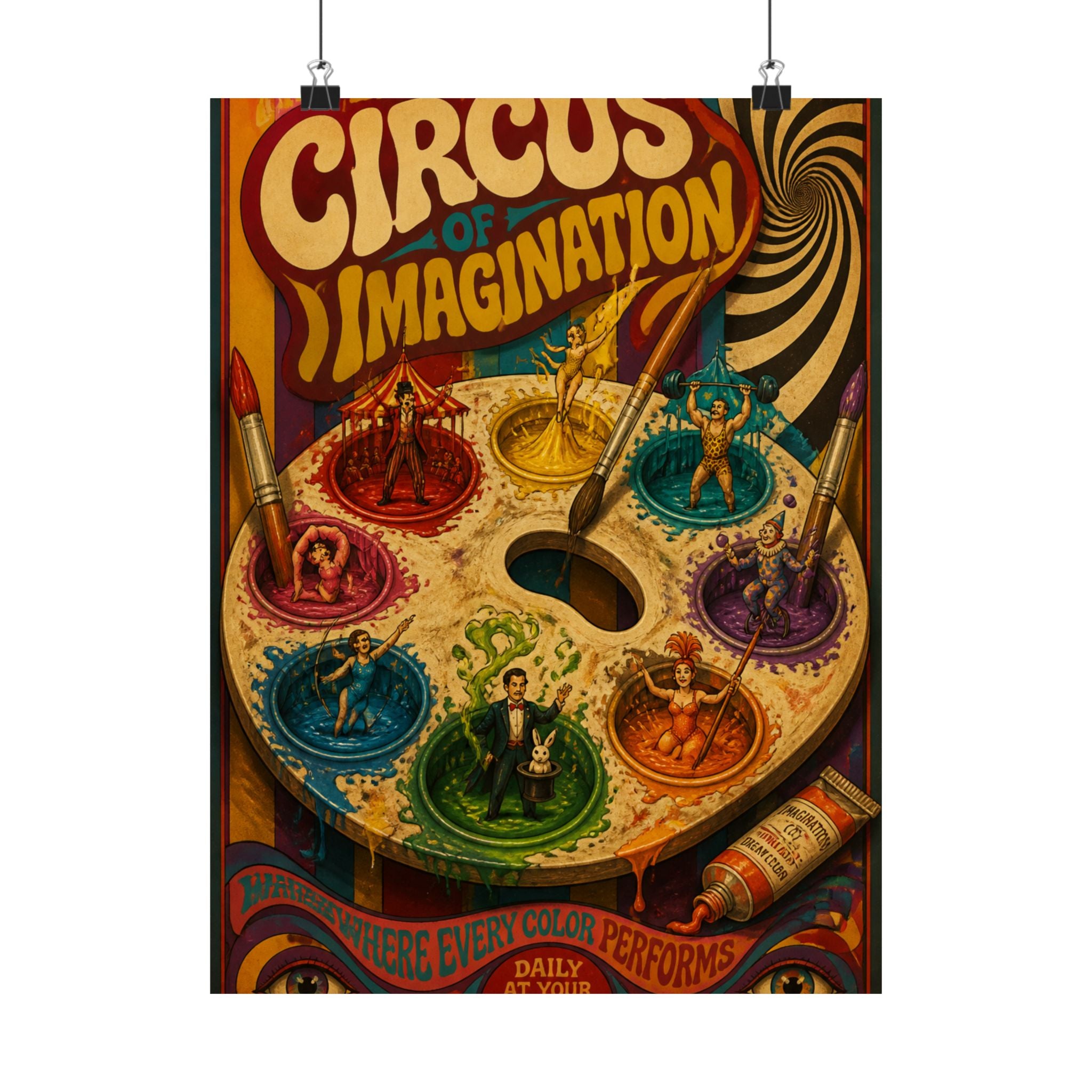Paint Palette Stage Wall Art Poster 24×36 Psychedelic Dining Room Decor Maximalist Print