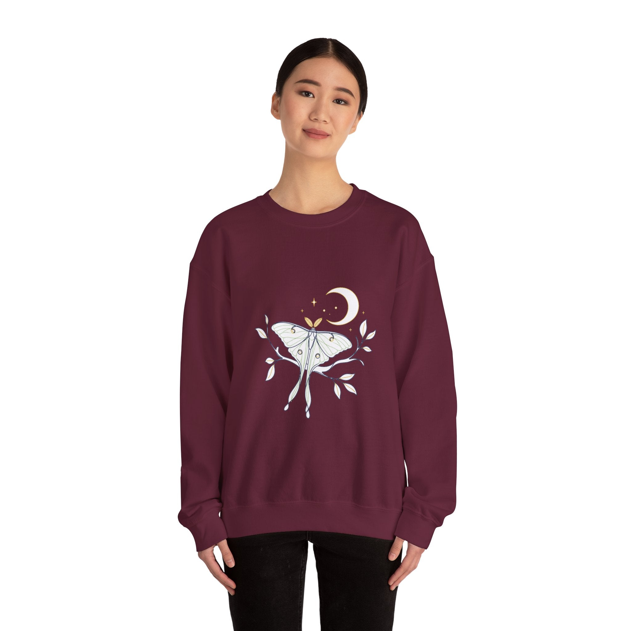 Matching Couple Sweatshirt - Butterfly & Moth Matching Couple Premium Fleece Sweatshirt Minimalist Art His Hers Christmas Gift - Design B