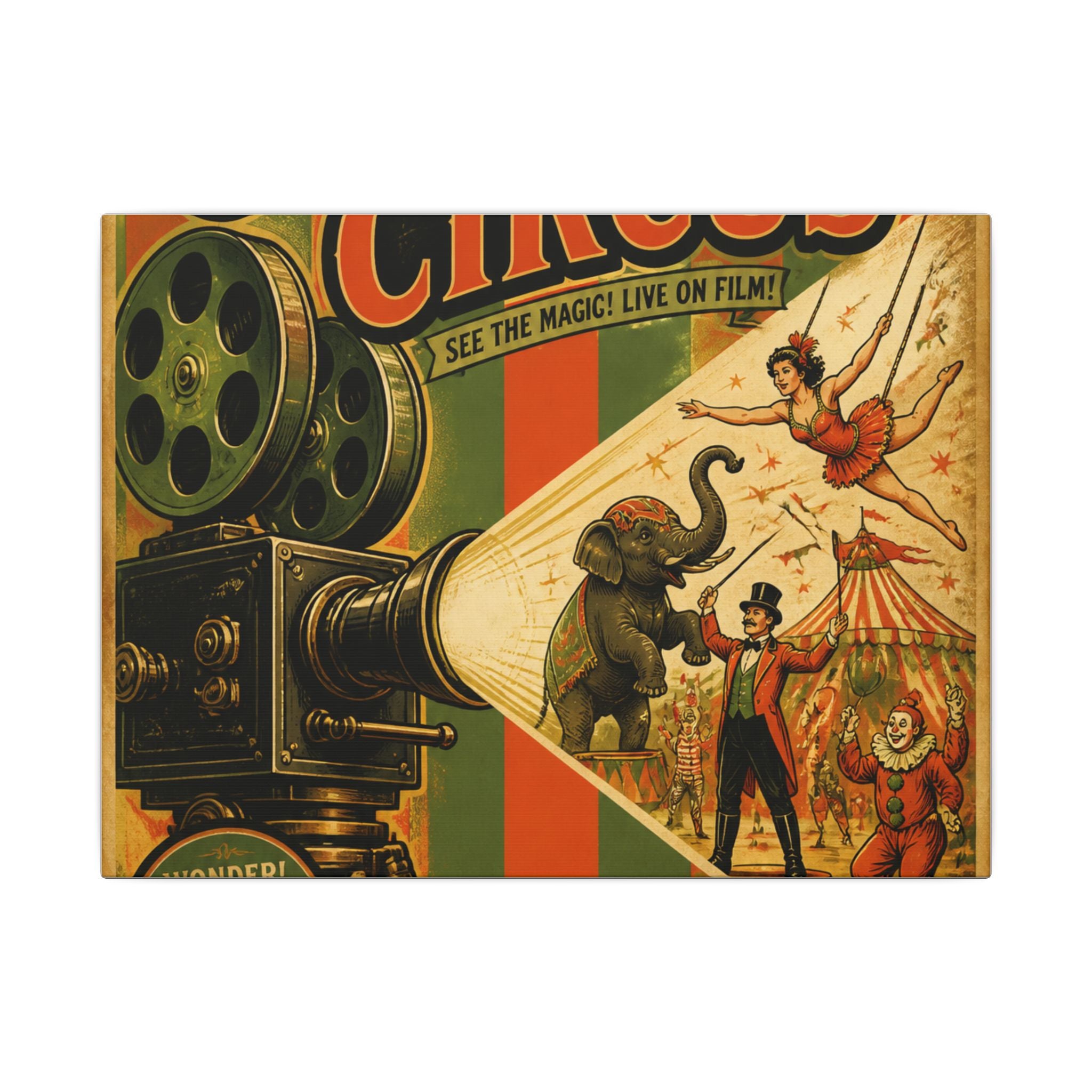 Film Camera Projector Show Wall Art Canvas 16×20 Vintage Circus Kitchen Decor Maximalist Print