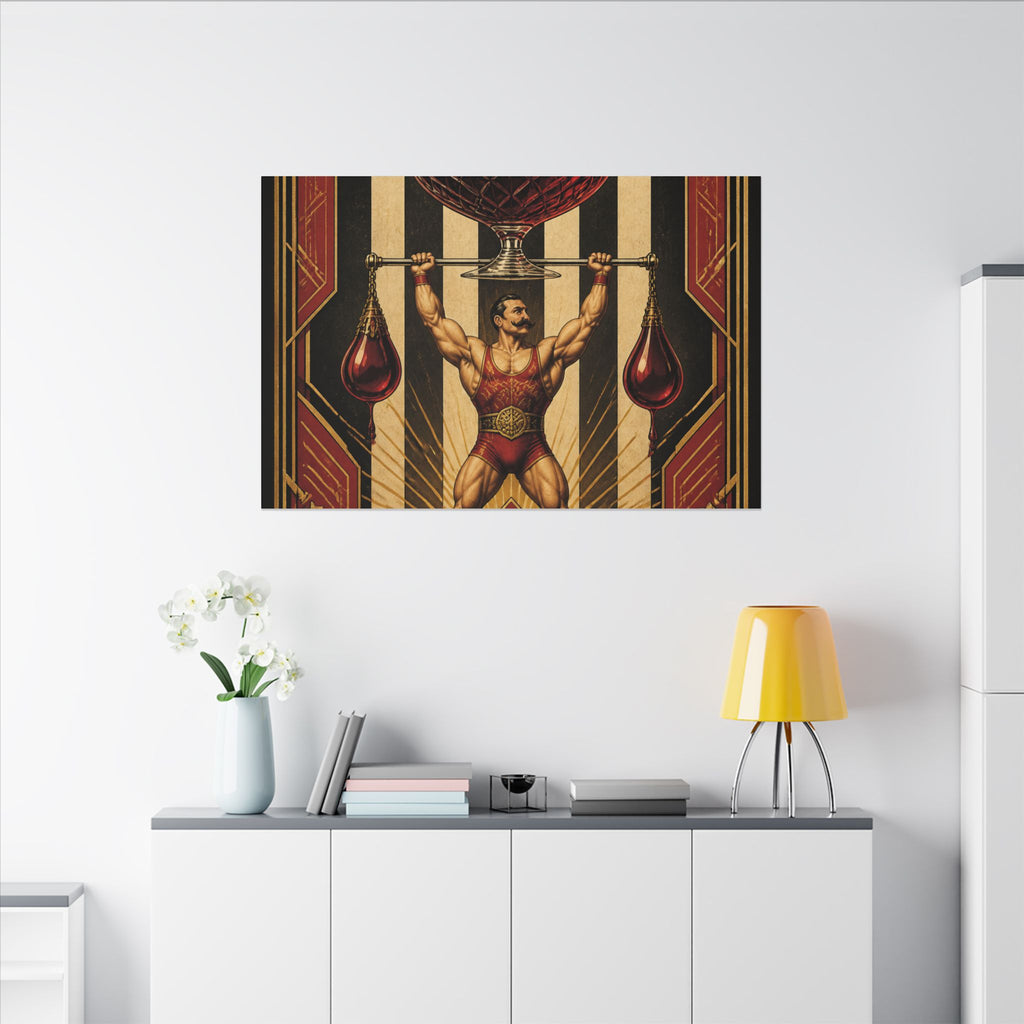 Wine Glass Strongman Wall Art Canvas 16×20 Art Deco Entryway Decor Maximalist Print