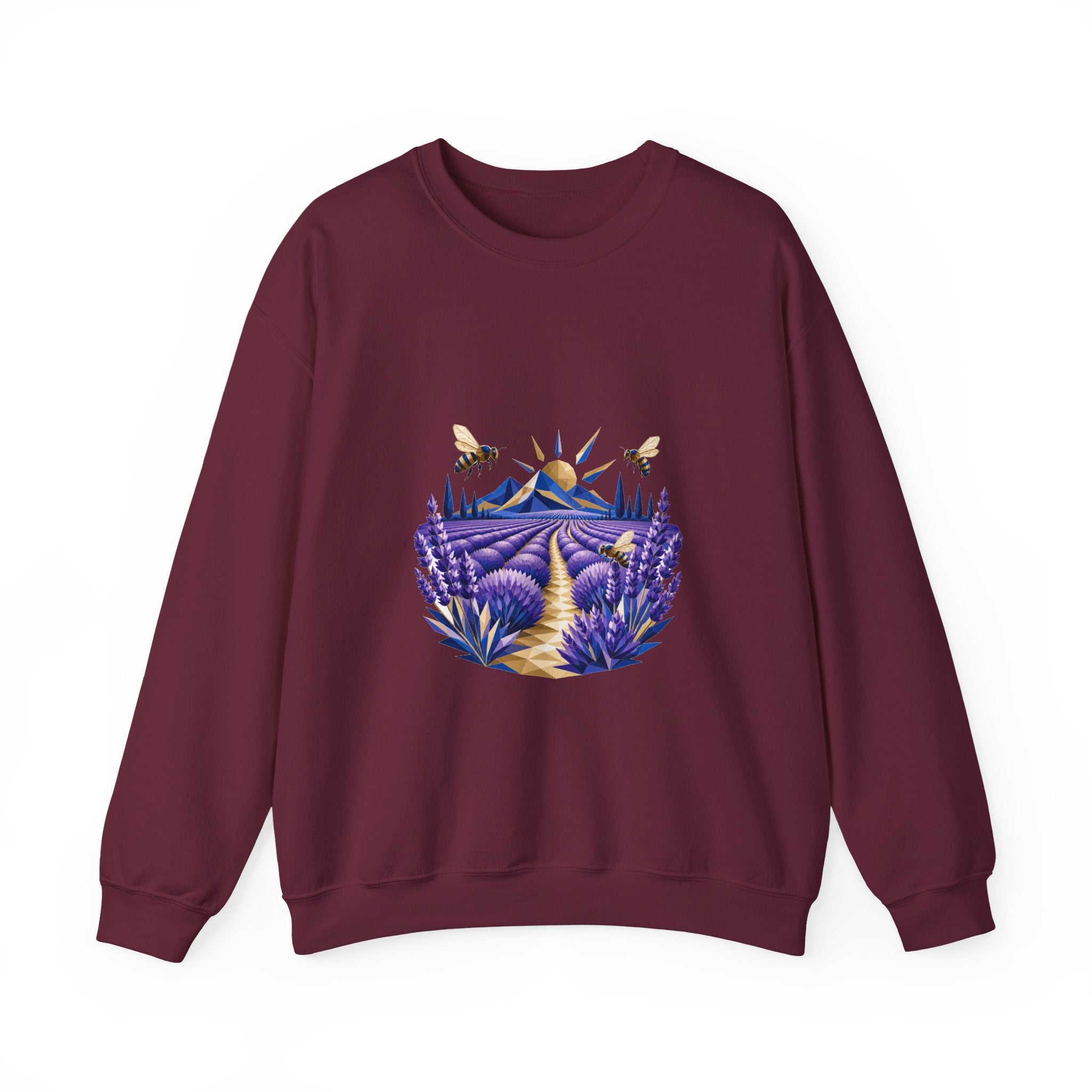 Matching Couple Sweatshirt - Lavender Fields & Canyon Matching Couple Comfort Colors Crew Geometric Art His Hers Love Gift - Design A