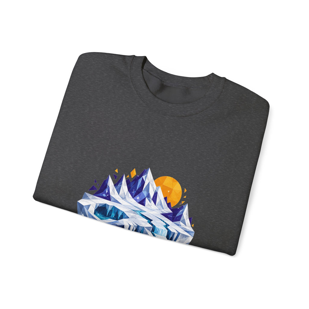 Matching Couple Sweatshirt - Volcano & Glacier Matching Couple Crewneck Sweatshirt Geometric Art His Hers Couple Gift - Design B