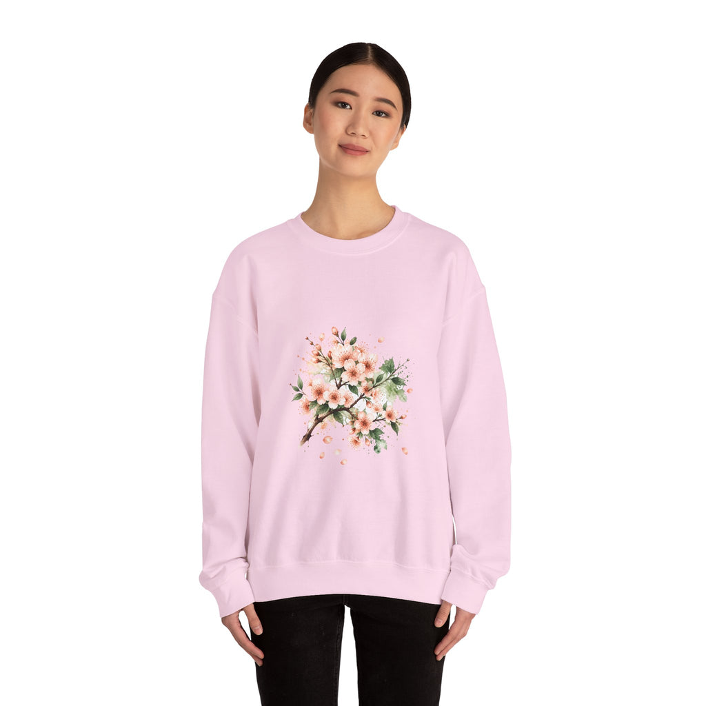 Matching Couple Sweatshirt - Cherry Blossom & Maple Leaf Matching Couple Comfort Colors Crew Watercolor Art His Hers Birthday Gift - Design A