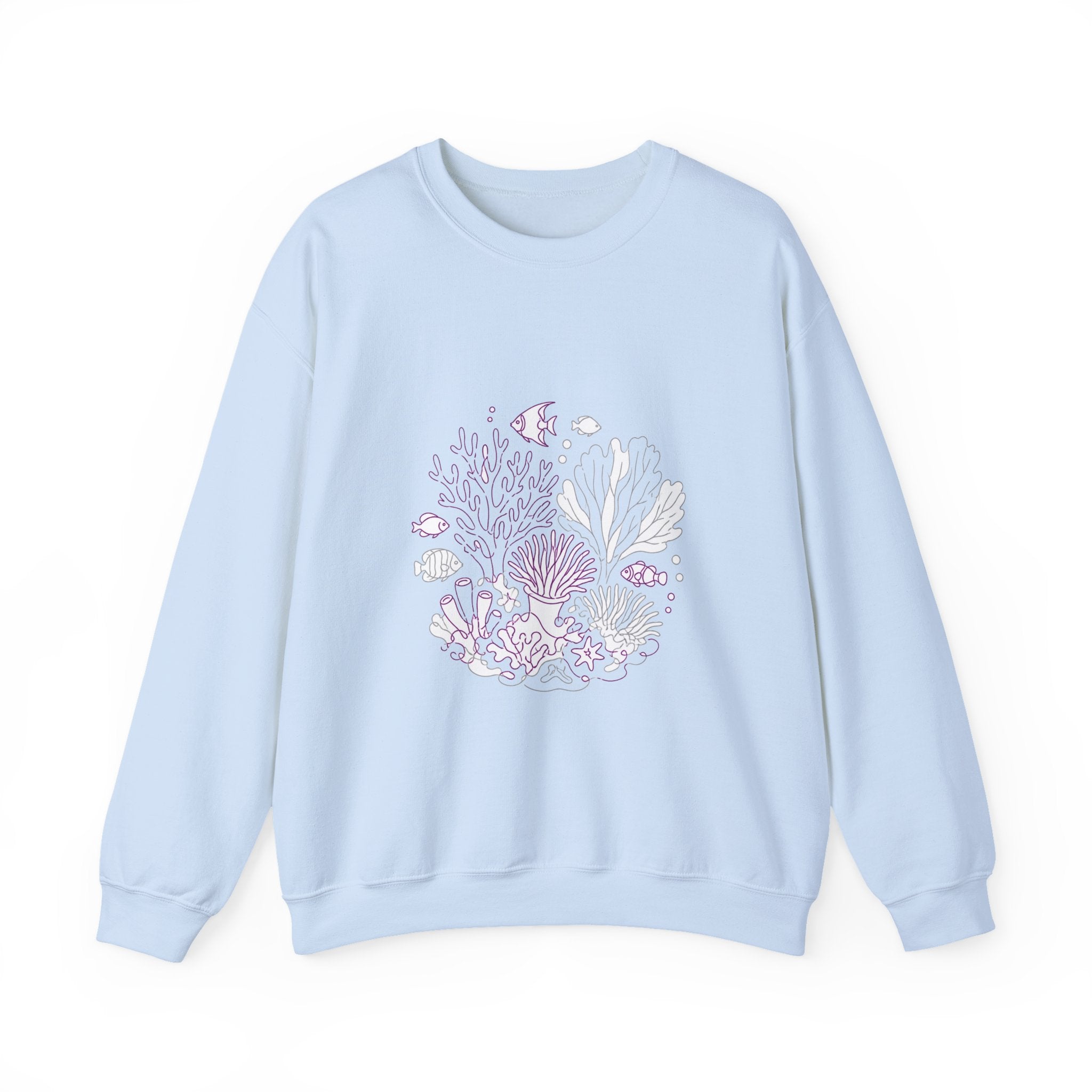 Matching Couple Sweatshirt - Coral Reef & Deep Sea Matching Couple Premium Fleece Sweatshirt Minimalist Art His Hers Christmas Gift - Design A