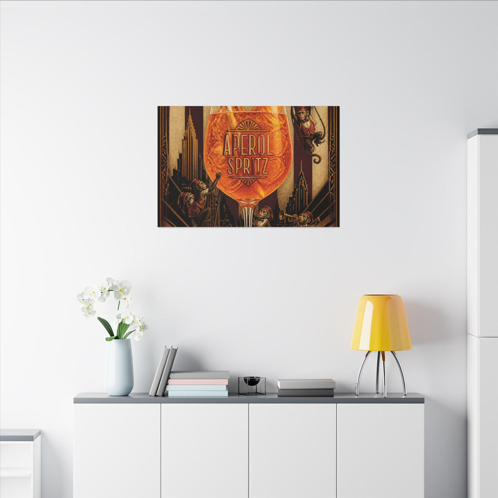Aperol Spritz Monkeys Wall Art Canvas 24×36 Art Deco Bar Area Decor Maximalist Print
