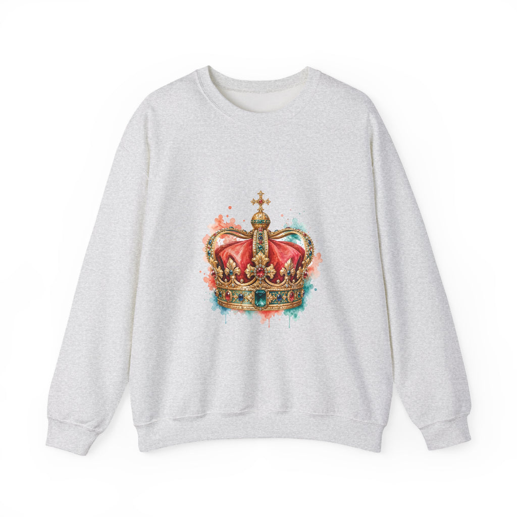 Matching Couple Sweatshirt - Crown & Shield Matching Couple Comfort Colors Crew Watercolor Art His Hers Birthday Gift - Design A