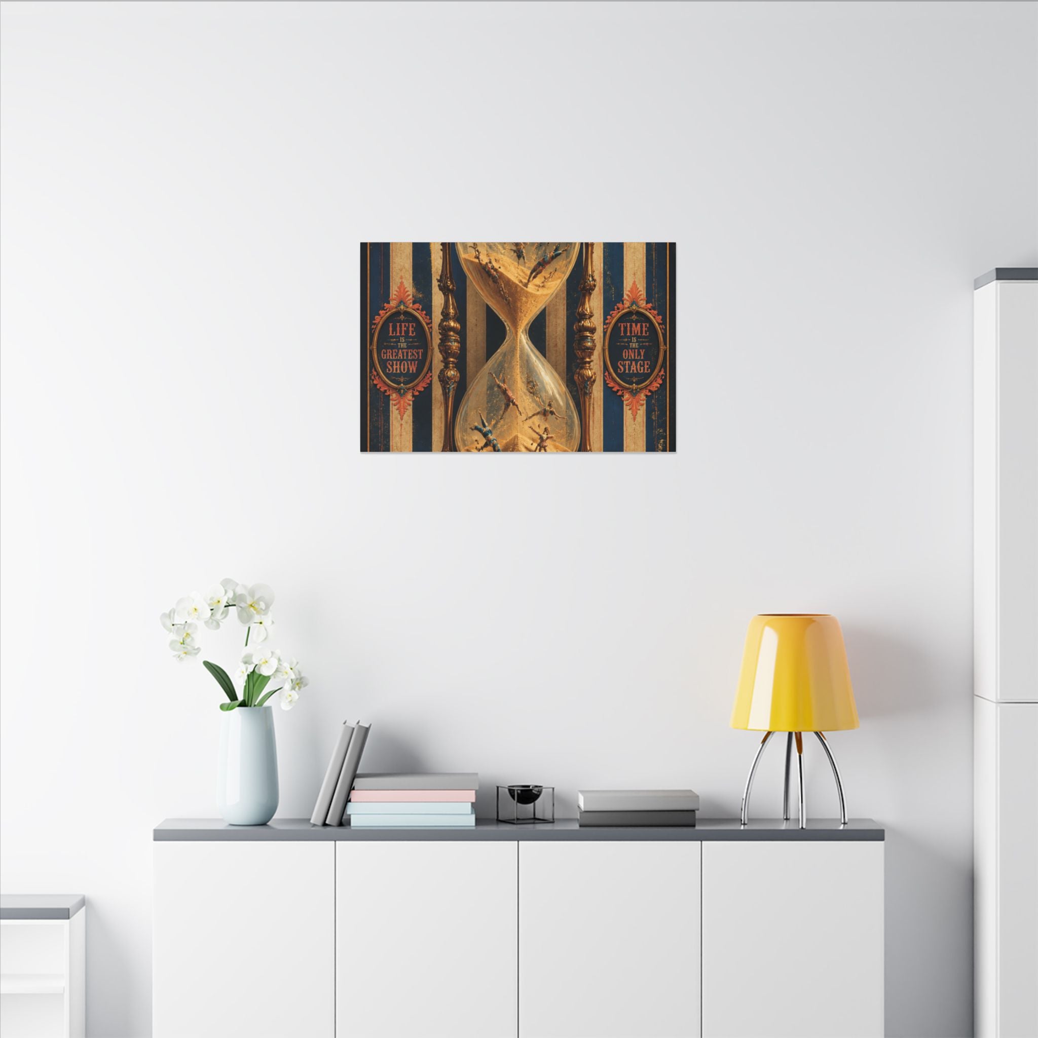 Hourglass Acrobats Wall Art Canvas 24×36 Baroque Studio Decor Maximalist Print