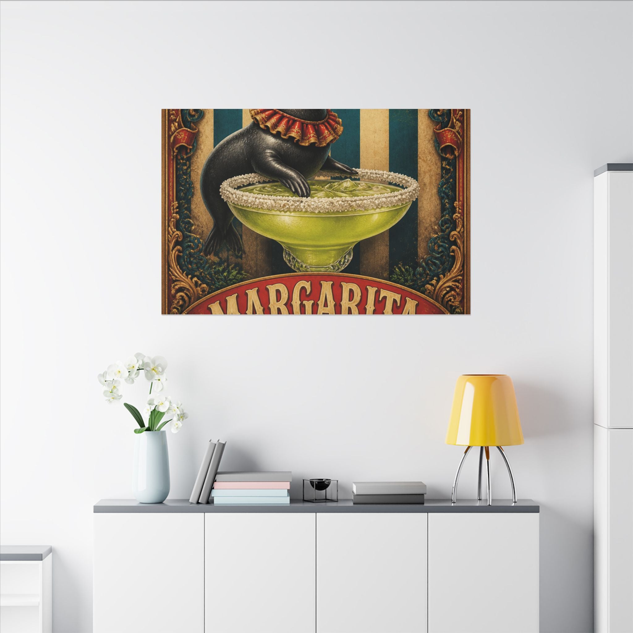 Margarita Balancing Seal Wall Art Canvas 24×36 Baroque Studio Decor Maximalist Print