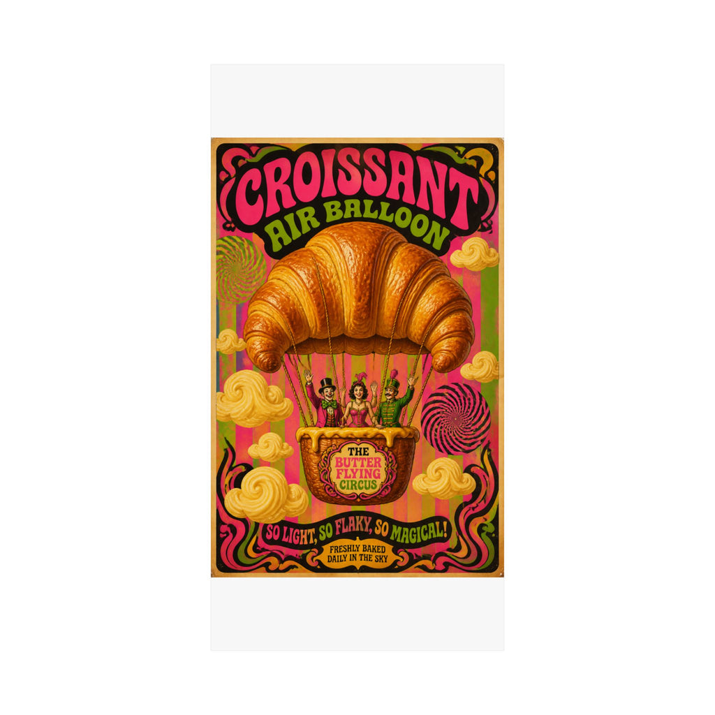 Croissant Hot Air Balloon Wall Art Poster 24×36 Psychedelic Dining Room Decor Maximalist Print