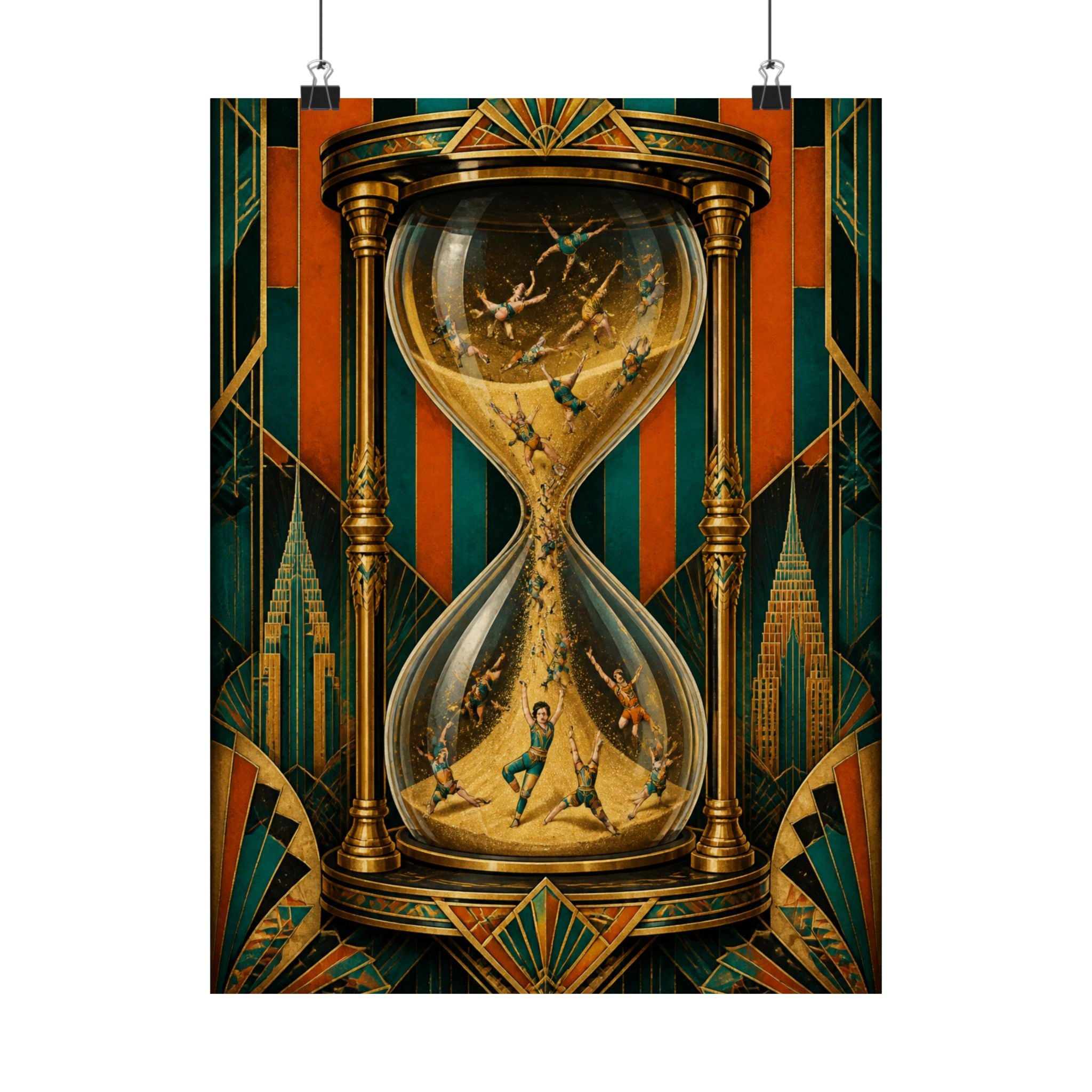 Hourglass Acrobats Wall Art Poster 24×36 Art Deco Bar Area Decor Maximalist Print
