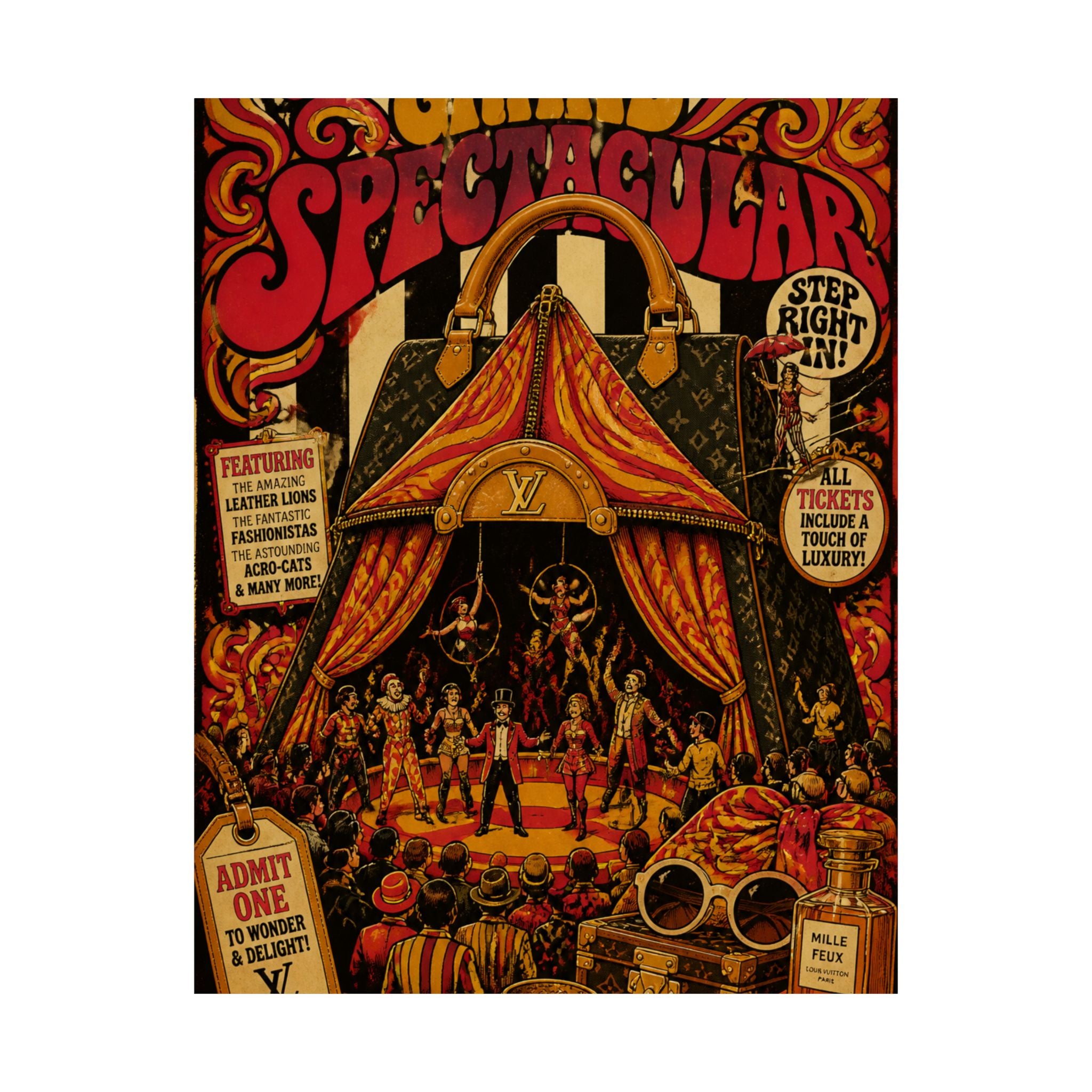 Handbag Big Top Wall Art Poster 24×36 Psychedelic Dining Room Decor Maximalist Print