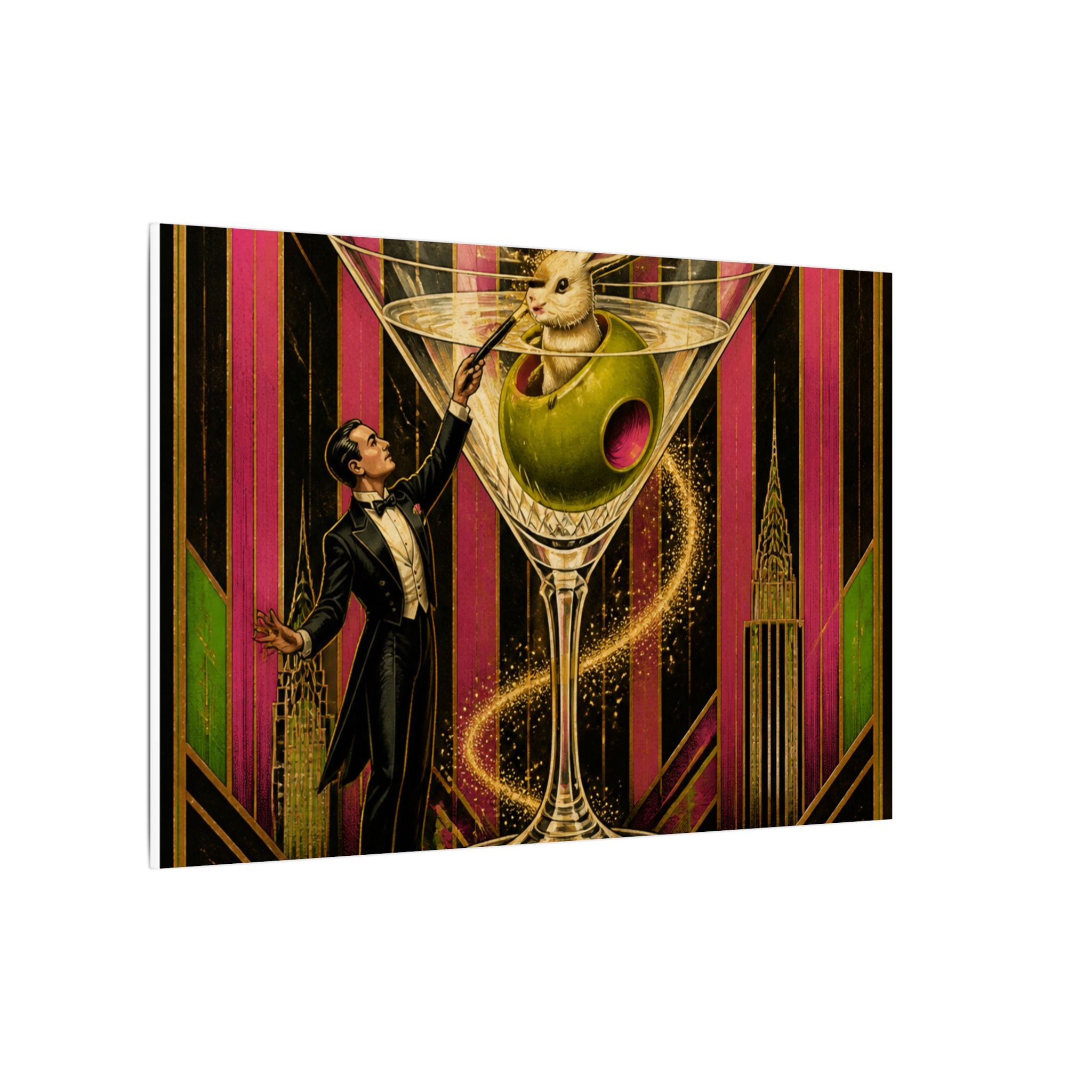 Martini Magician Wall Art Canvas 24×36 Art Deco Bar Area Decor Maximalist Print