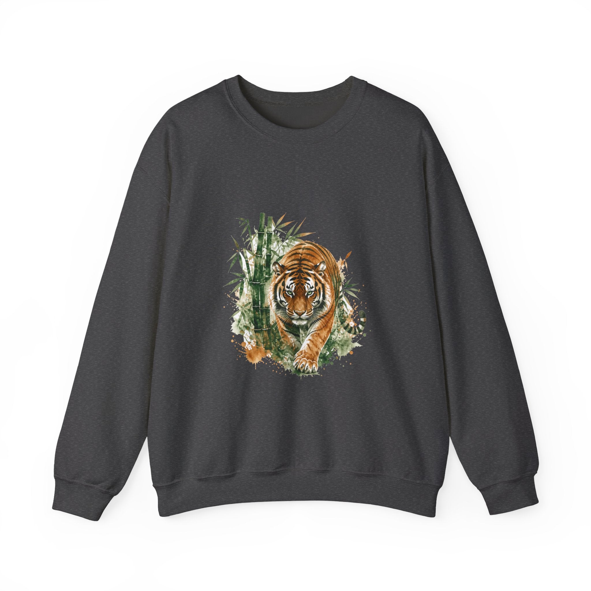 Matching Couple Sweatshirt - Tiger & Crane Matching Couple Premium Fleece Sweatshirt Watercolor Art His Hers Birthday Gift - Design A