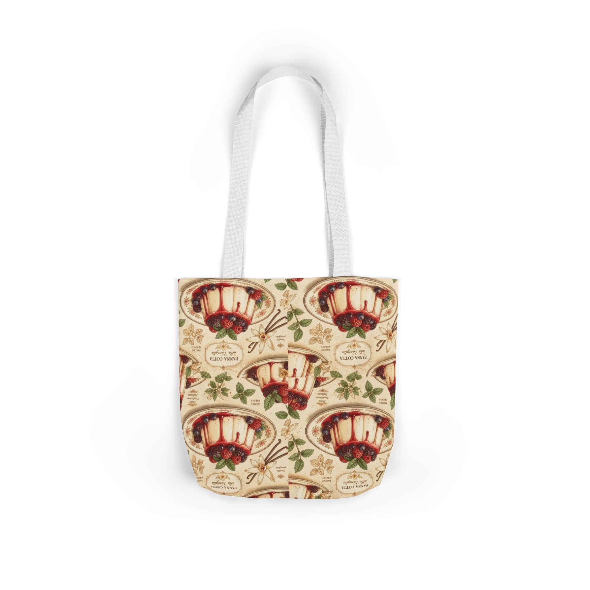 Panna Cotta Canvas Tote Bag Mediterranean Kitchen Botanical Design Italian Cottagecore Gift