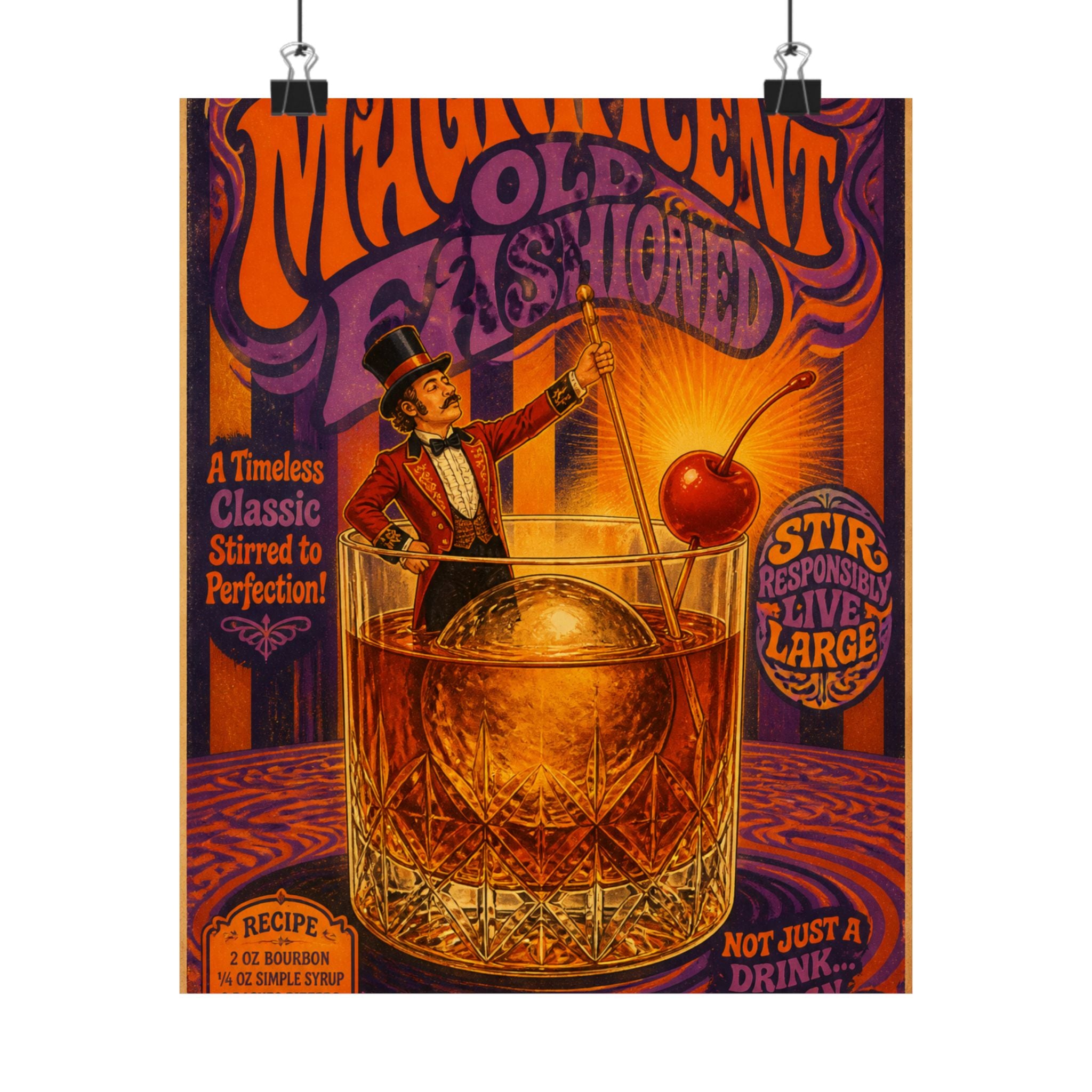 Old Fashioned Ringmaster Wall Art Poster 18×24 Psychedelic Cafe Decor Maximalist Print