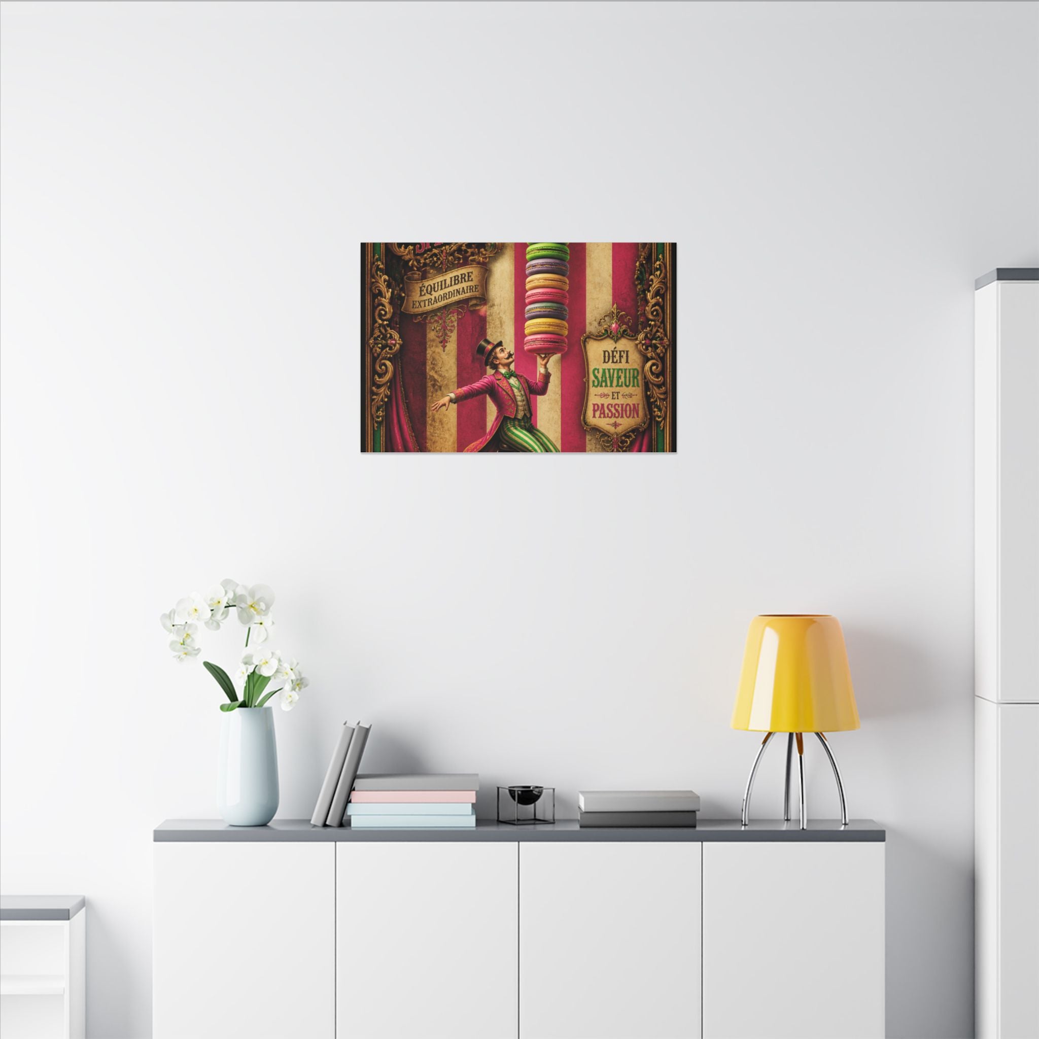 Macaron Balancing Tower Wall Art Canvas 24×36 Baroque Studio Decor Maximalist Print