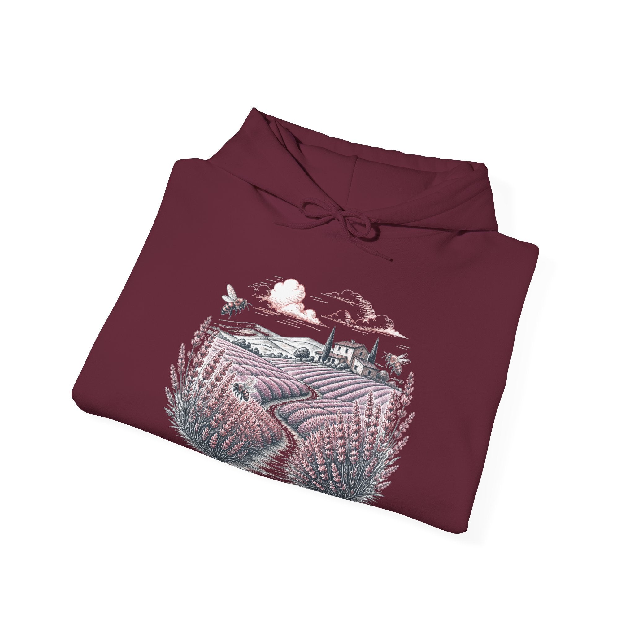 Matching Couple Sweatshirt - Lavender Fields & Canyon Matching Couple Hooded Sweatshirt Hand-Drawn Art His Hers Best Friend Gift - Design A