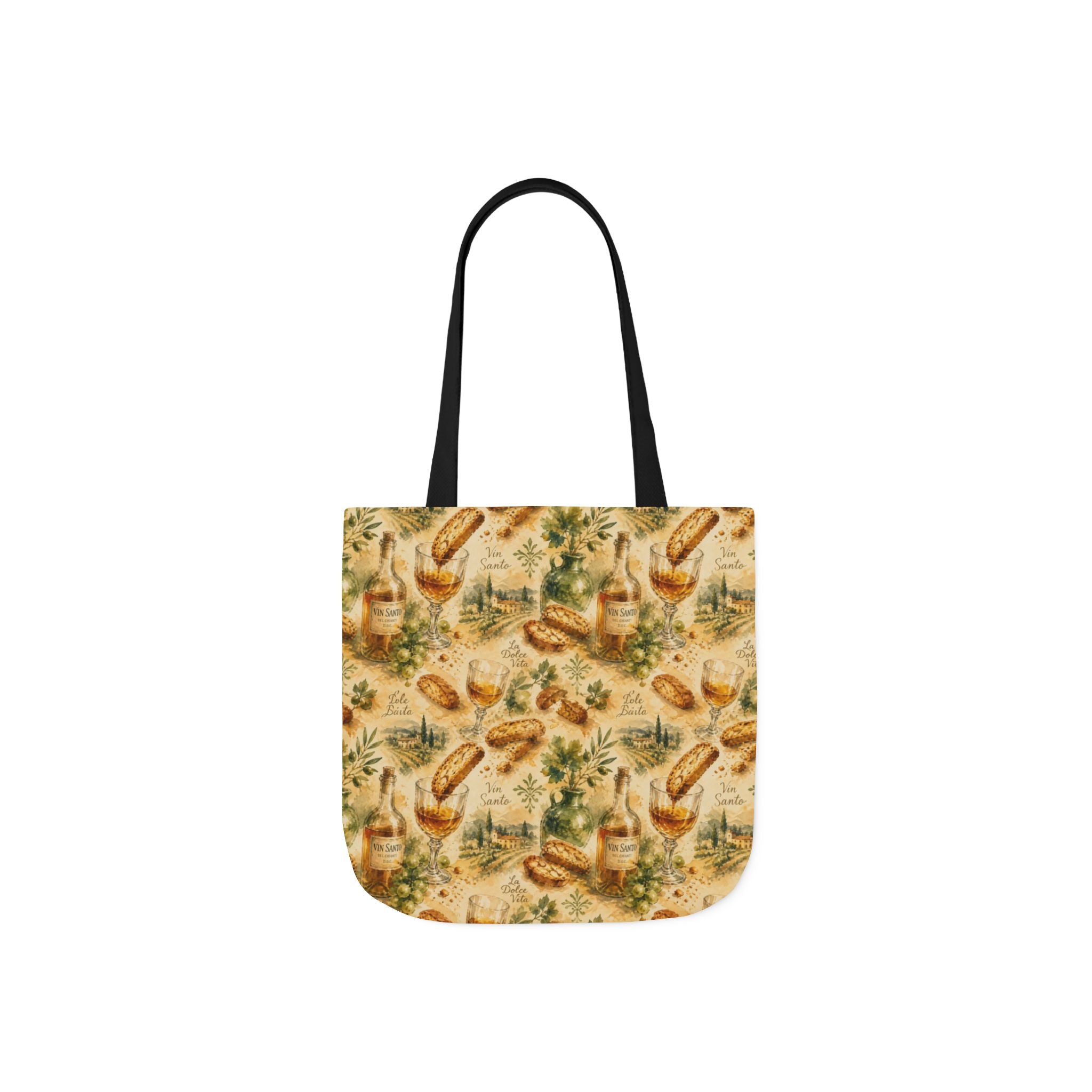 Biscotti & Vin Santo Canvas Tote Bag Mediterranean Kitchen Watercolor Splash Design Italian Cottagecore Gift