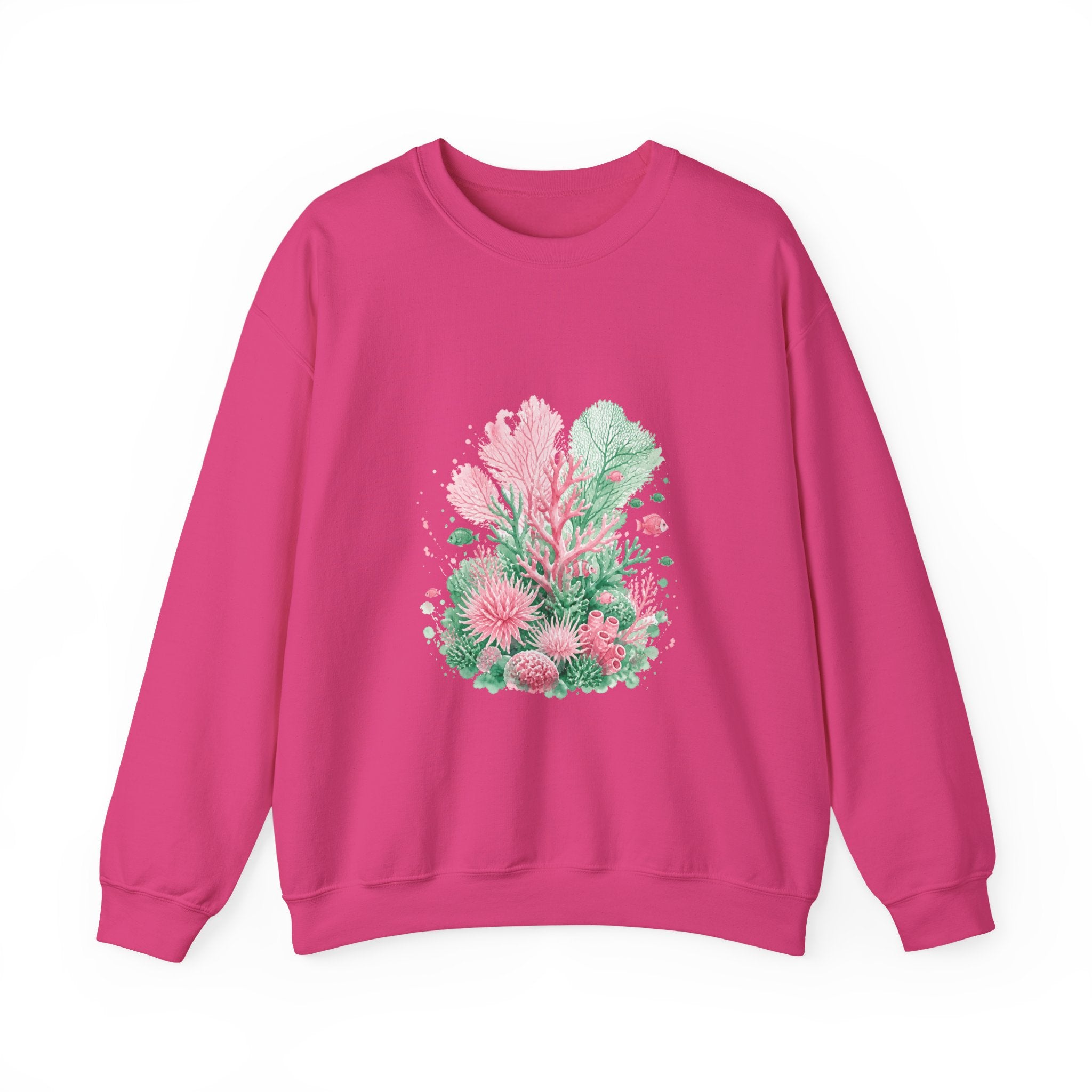 Matching Couple Sweatshirt - Coral Reef & Deep Sea Matching Couple Crewneck Sweatshirt Watercolor Art His Hers Engagement Gift - Design A