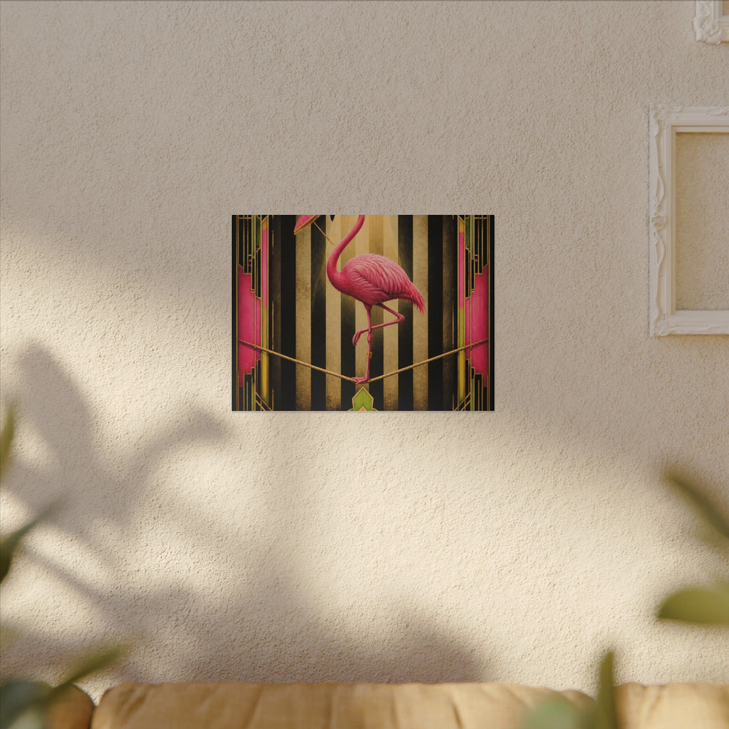 Flamingo Tightrope Wall Art Canvas 16×20 Art Deco Entryway Decor Maximalist Print