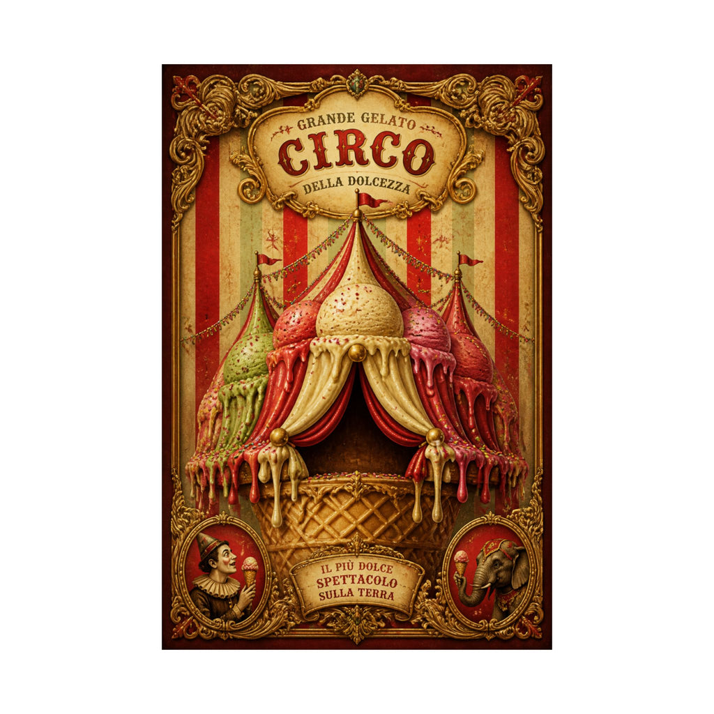 Ice Cream Cone Circus Tent Wall Art Poster 24×36 Baroque Studio Decor Maximalist Print