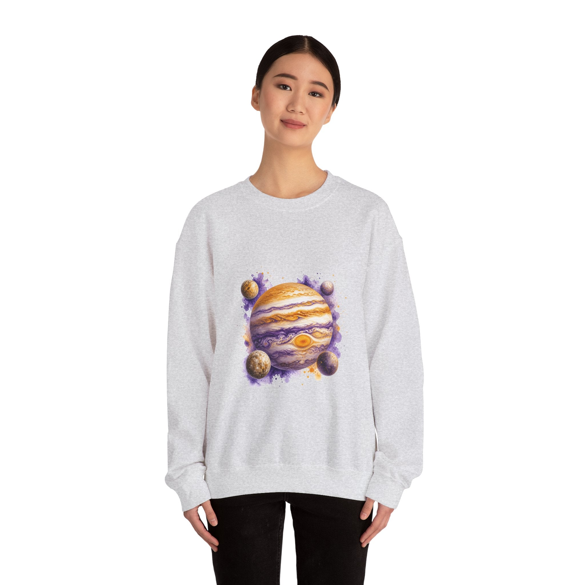 Matching Couple Sweatshirt - Saturn & Jupiter Matching Couple Comfort Colors Crew Watercolor Art His Hers Birthday Gift - Design B