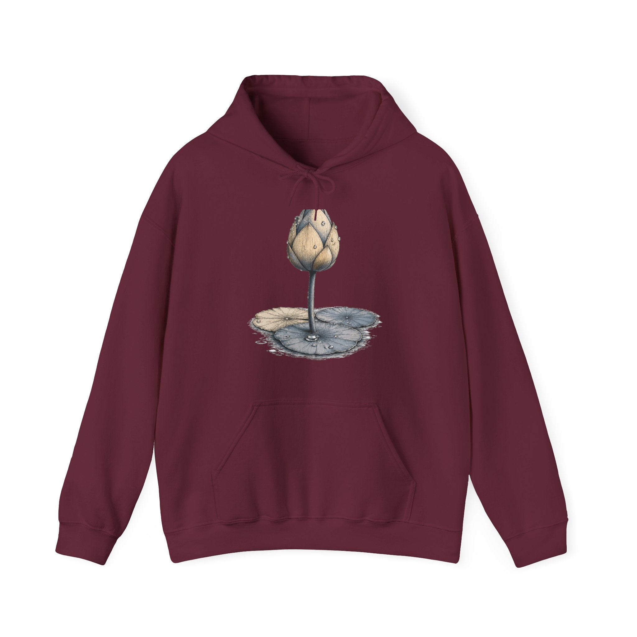 Matching Couple Sweatshirt - Open & Closed Lotus Matching Couple Hooded Sweatshirt Hand-Drawn Art His Hers Best Friend Gift - Design B