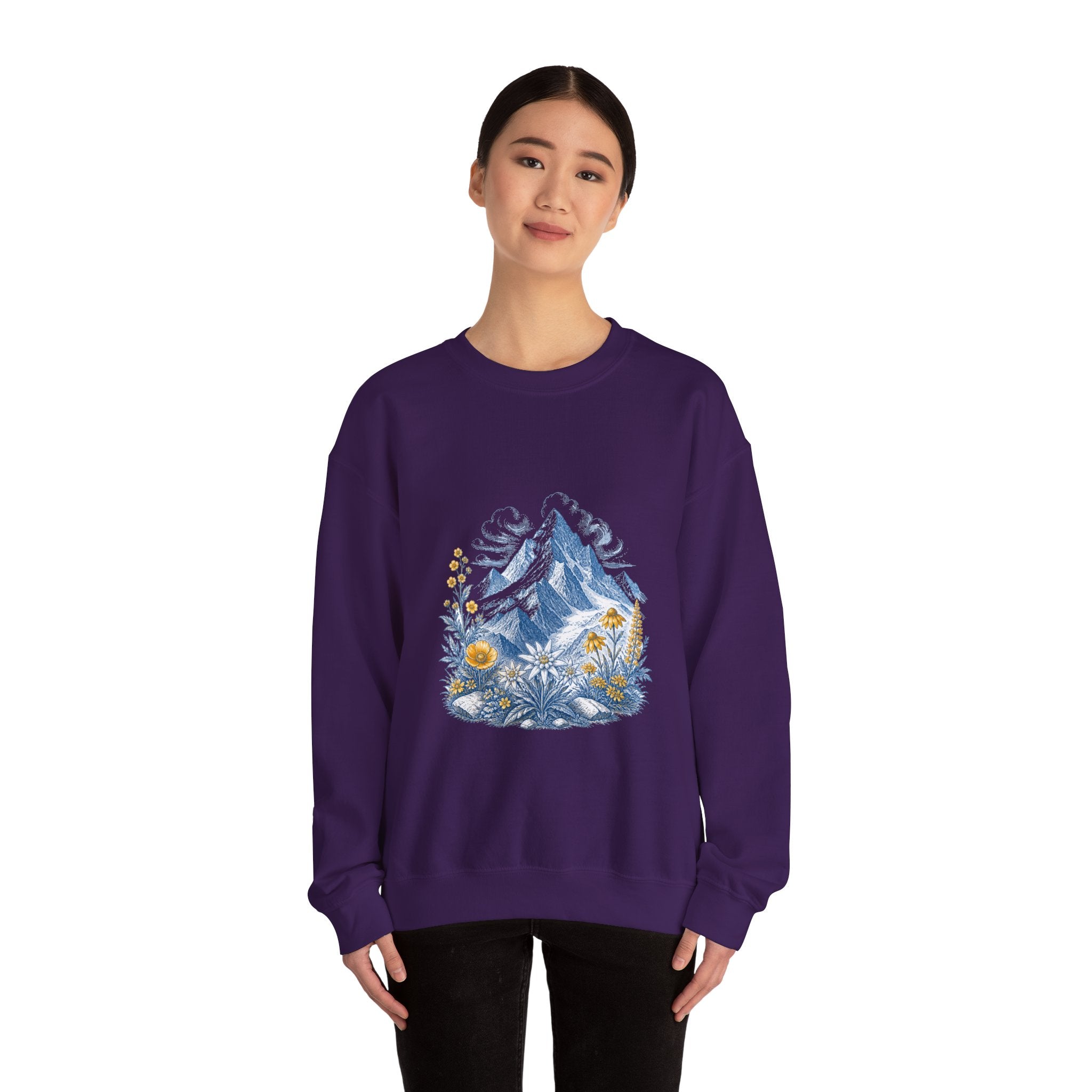 Matching Couple Sweatshirt - Mountain & Ocean Matching Couple Premium Fleece Sweatshirt Vintage Art His Hers Honeymoon Gift - Design A