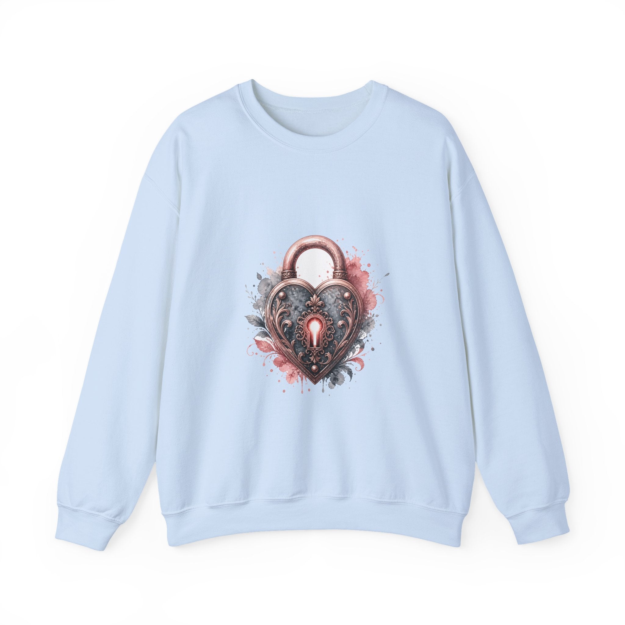 Matching Couple Sweatshirt - Key & Lock Matching Couple Comfort Colors Crew Watercolor Art His Hers Birthday Gift - Design B