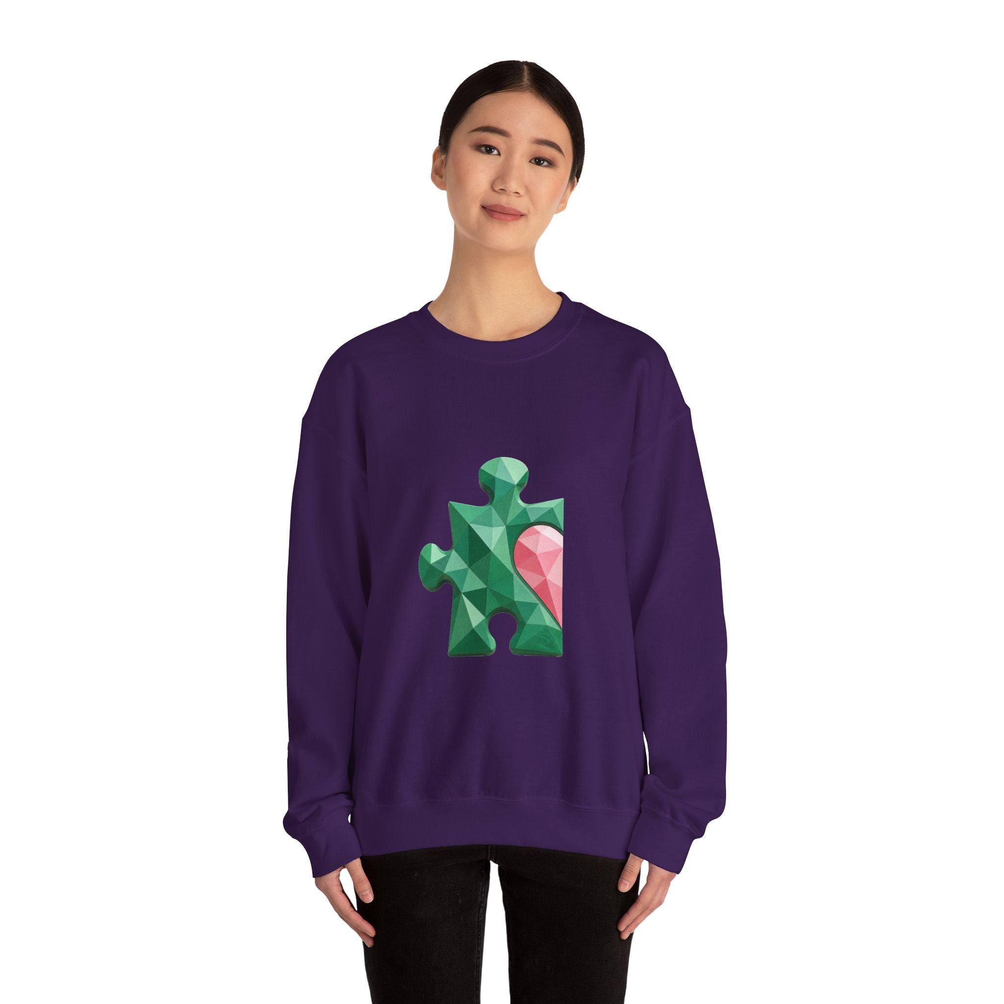 Matching Couple Sweatshirt - Puzzle Pieces Matching Couple Crewneck Sweatshirt Geometric Art His Hers Couple Gift - Design A