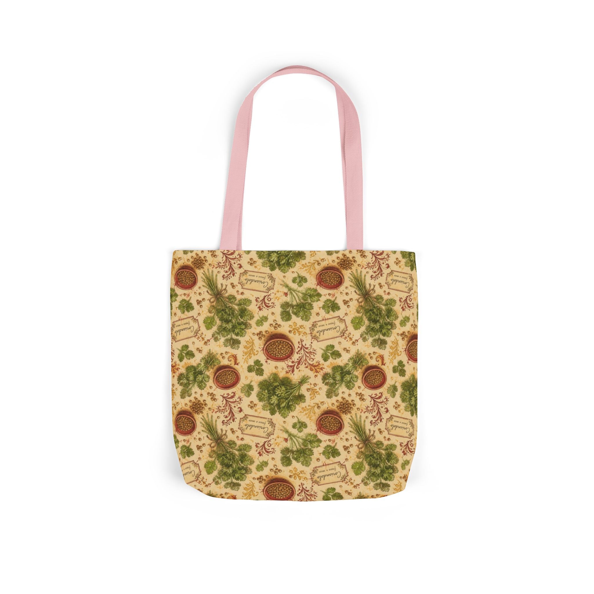 Coriander & Seeds Canvas Tote Bag Mediterranean Kitchen Watercolor Design Italian Cottagecore Gift