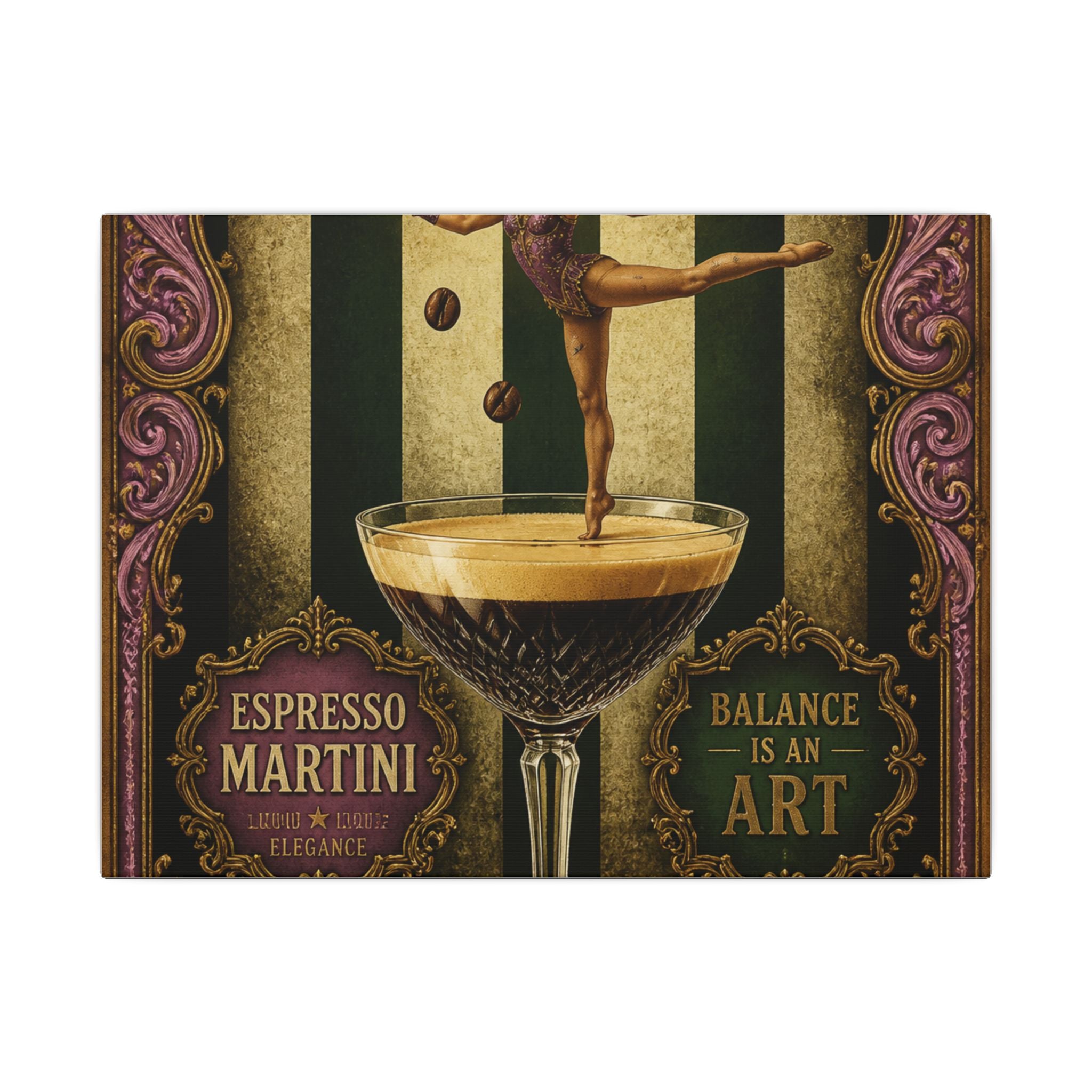 Espresso Martini Acrobat Wall Art Canvas 24×36 Baroque Studio Decor Maximalist Print
