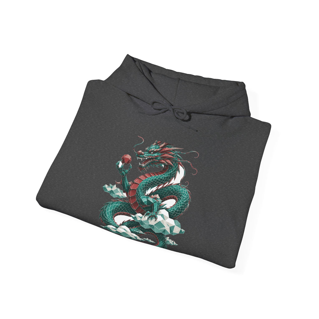 Matching Couple Sweatshirt - Dragon & Phoenix Matching Couple Hooded Sweatshirt Geometric Art His Hers Couple Gift - Design A