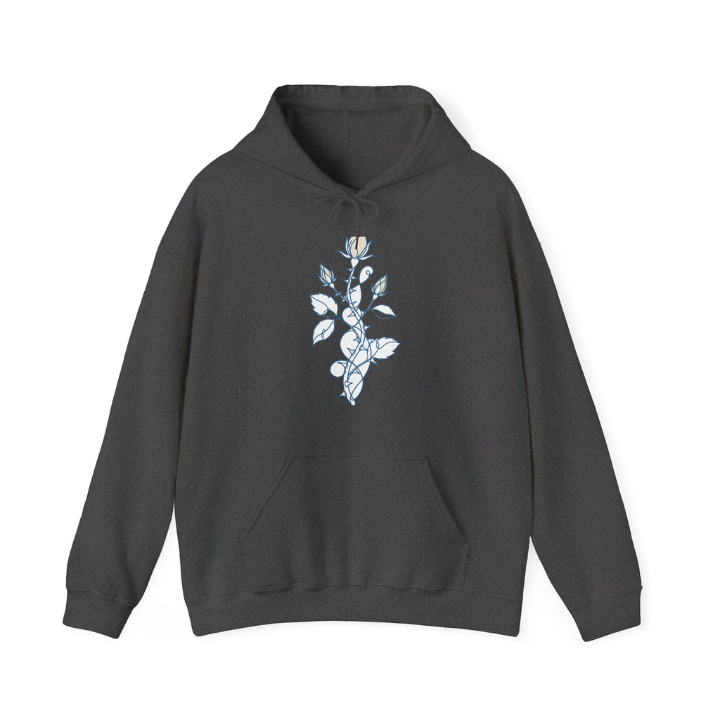 Matching Couple Sweatshirt - Rose & Thorn Matching Couple Hooded Sweatshirt Minimalist Art His Hers Valentine Gift - Design B