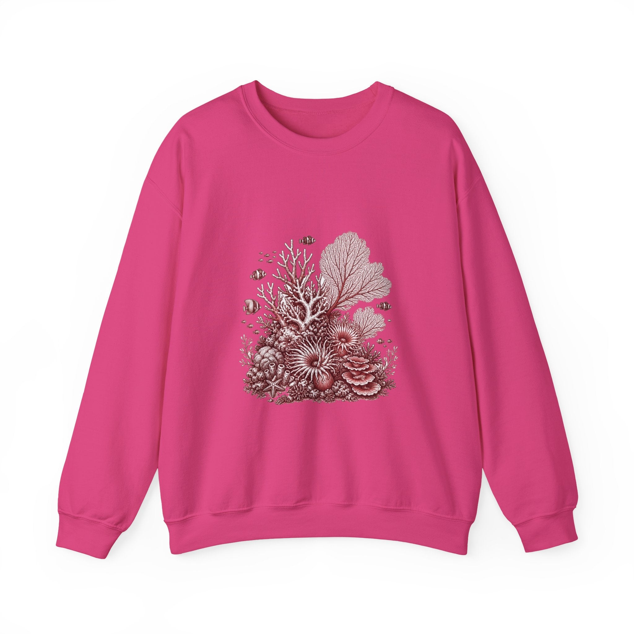 Matching Couple Sweatshirt - Coral Reef & Deep Sea Matching Couple Premium Fleece Sweatshirt Hand-Drawn Art His Hers Anniversary Gift - Design A