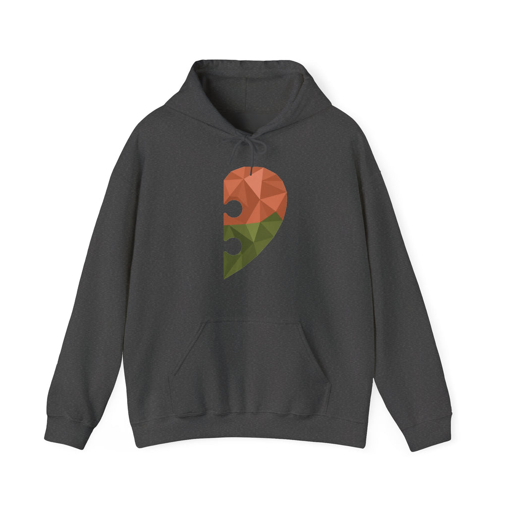 Matching Couple Sweatshirt - Puzzle Pieces Matching Couple Hooded Sweatshirt Geometric Art His Hers Couple Gift - Design B