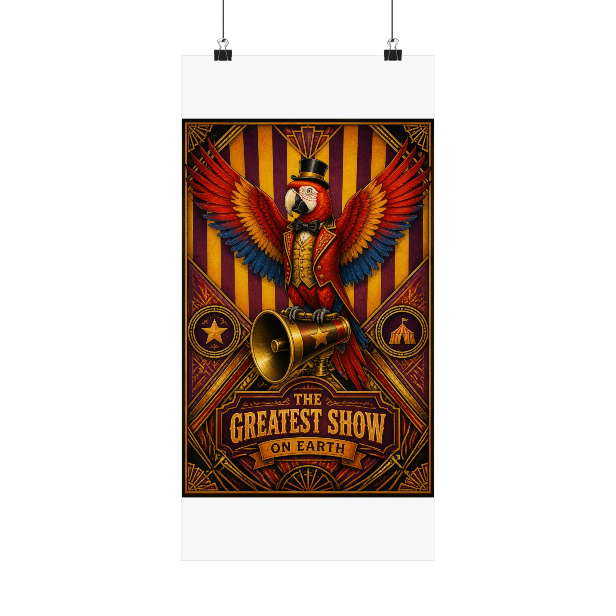 Parrot Ringmaster Wall Art Poster 24×36 Art Deco Bar Area Decor Maximalist Print