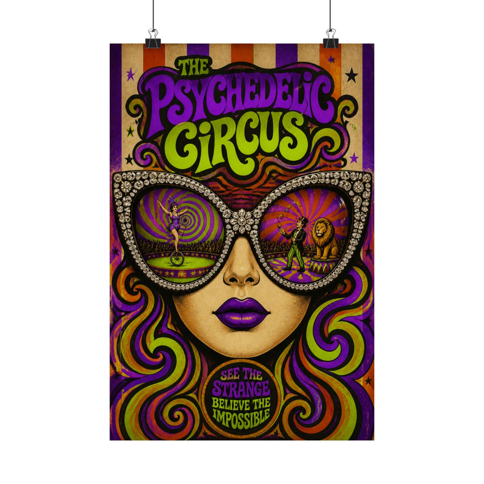 Sunglasses Circus Ring Wall Art Poster 24×36 Psychedelic Dining Room Decor Maximalist Print