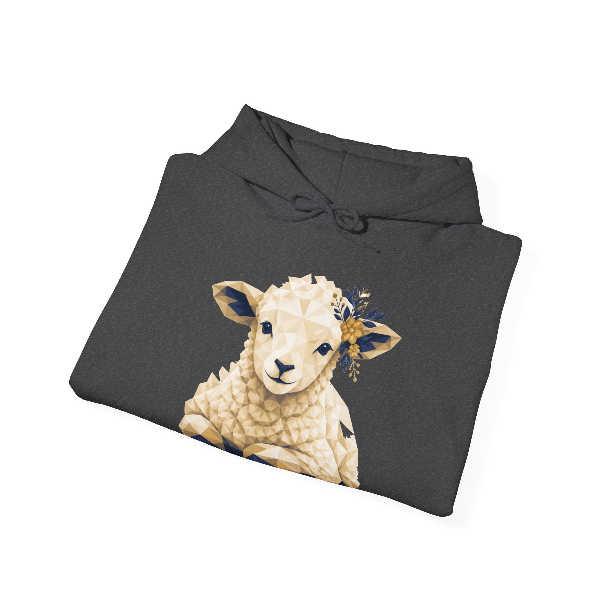 Matching Couple Sweatshirt - Lion & Lamb Matching Couple Hooded Sweatshirt Geometric Art His Hers Couple Gift - Design B