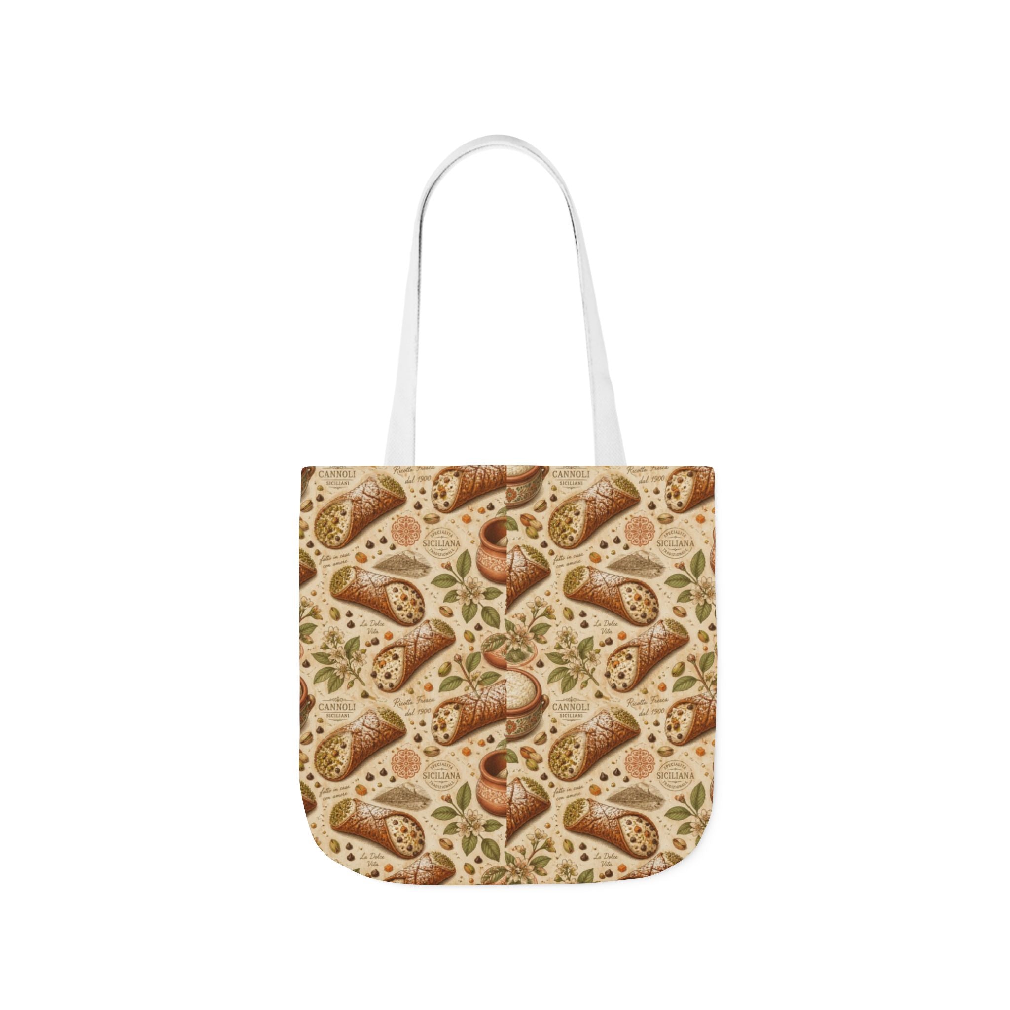 Sicilian Cannoli Canvas Tote Bag Mediterranean Kitchen Botanical Design Italian Cottagecore Gift
