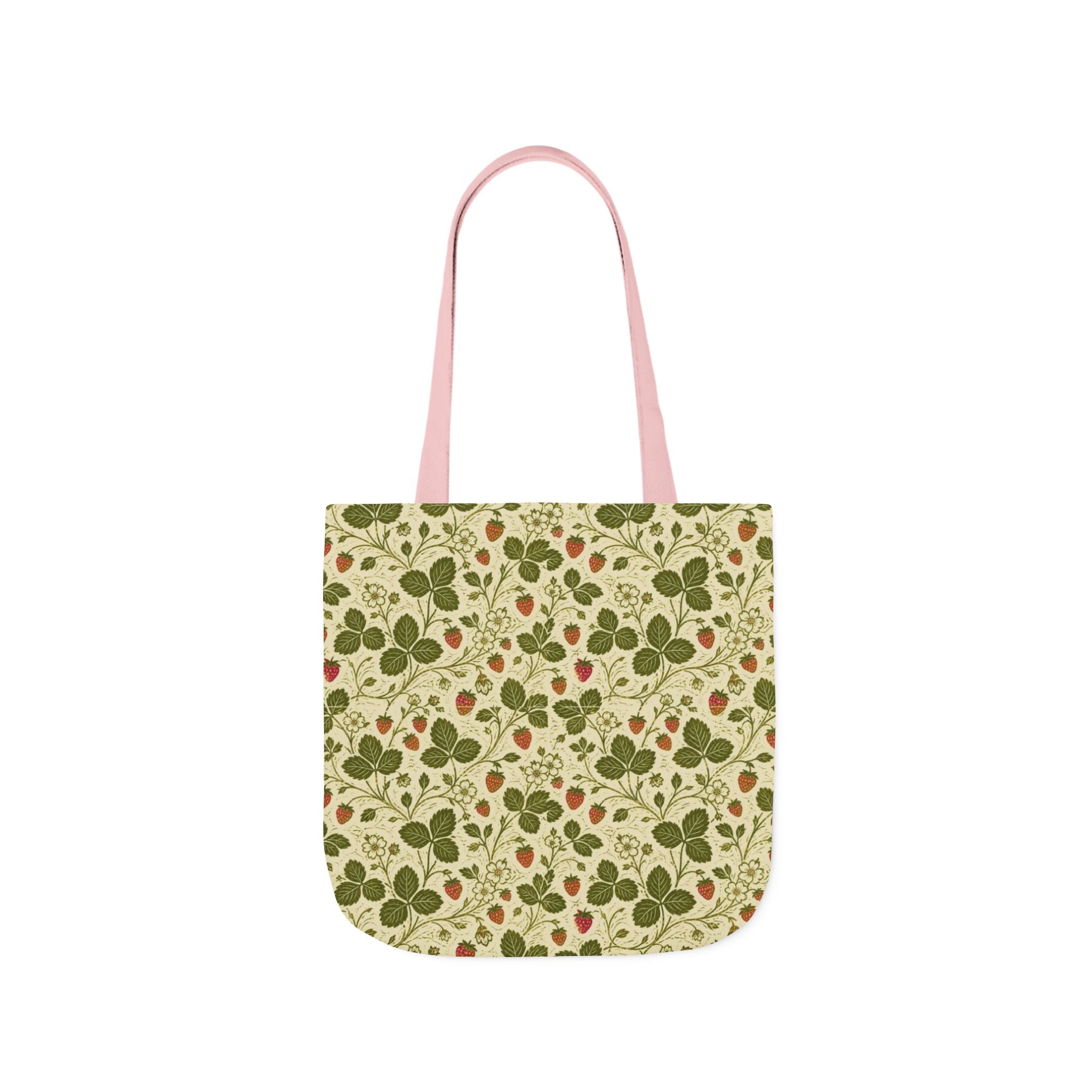 Wild Strawberries Canvas Tote Bag Mediterranean Kitchen Linocut Design Italian Cottagecore Gift