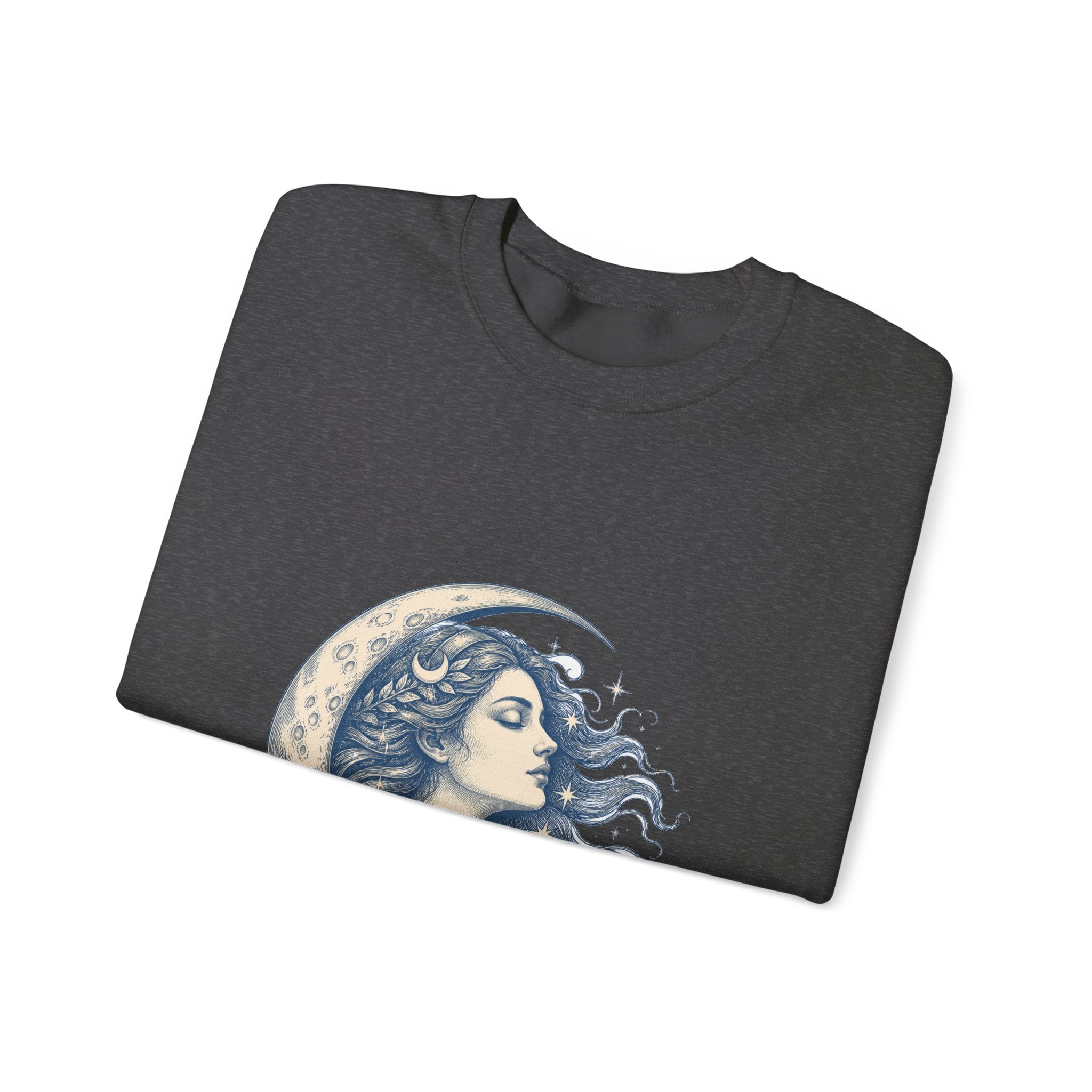 Matching Couple Sweatshirt - Helios & Selene Matching Couple Premium Fleece Sweatshirt Hand-Drawn Art His Hers Anniversary Gift - Design B